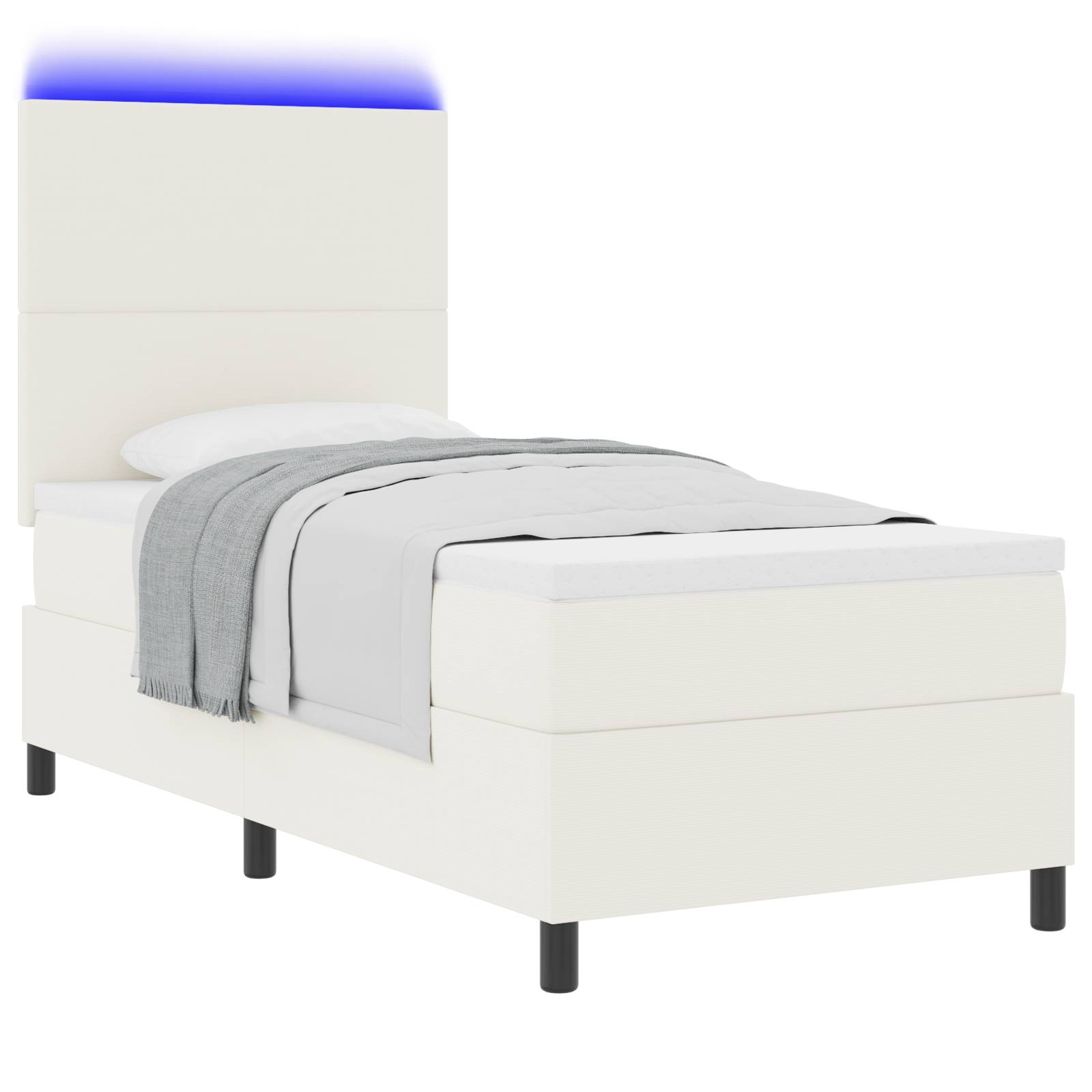 vidaXL Boxspringbett mit Matratze & LED Beige 100x200 cm Cord-Stoff