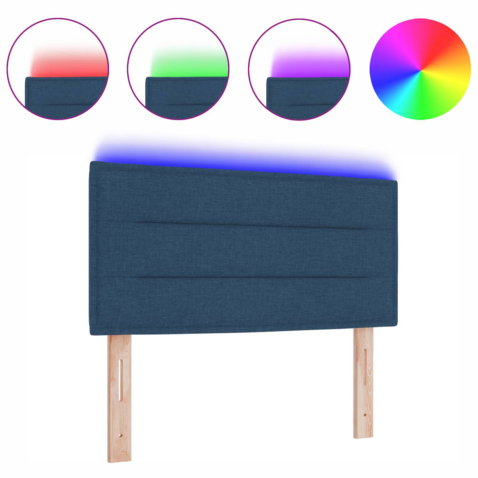 vidaXL LED Kopfteil Linien-Design Blau 100 cm Stoff