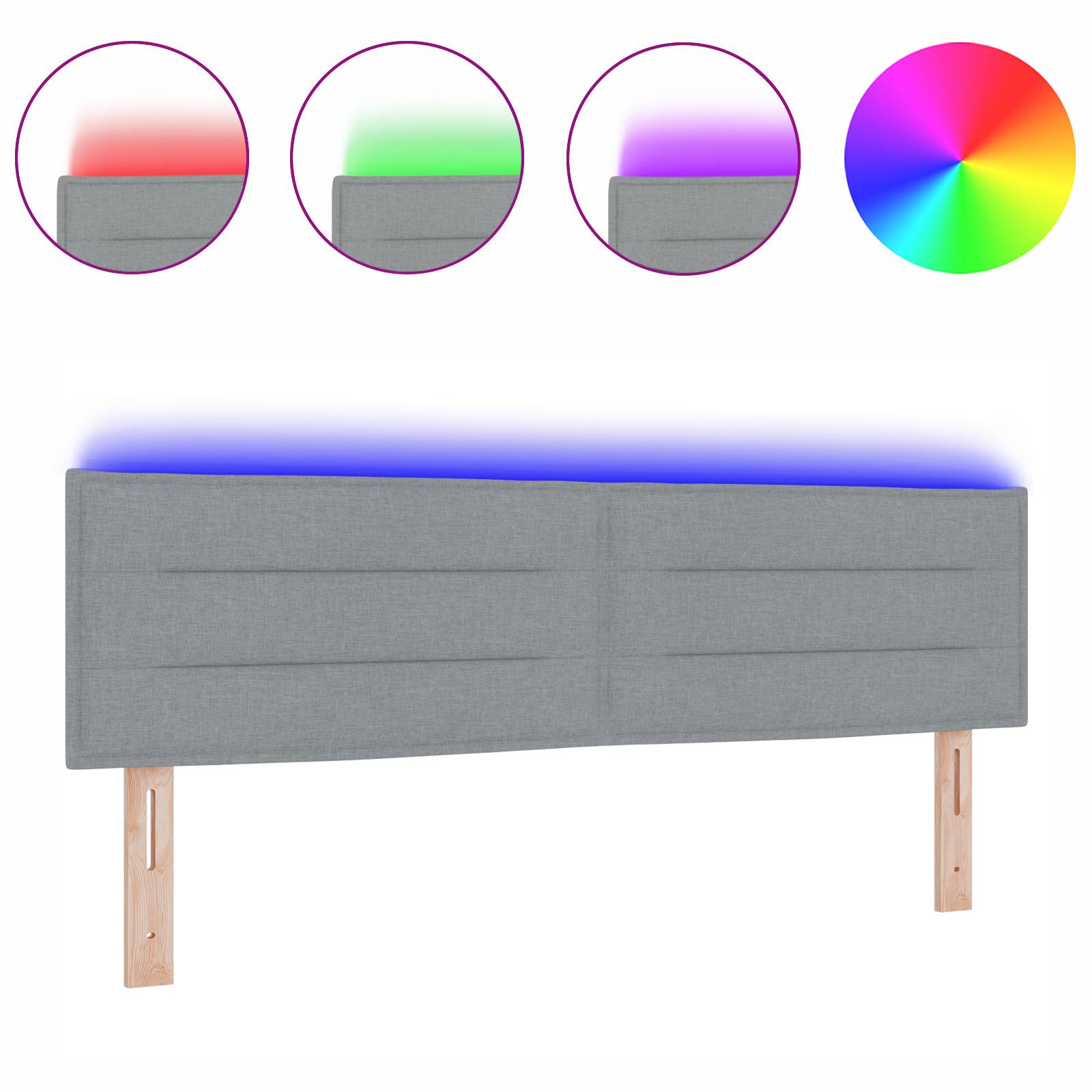 vidaXL LED Kopfteil Linien-Design Hellgrau 80 cm Stoff