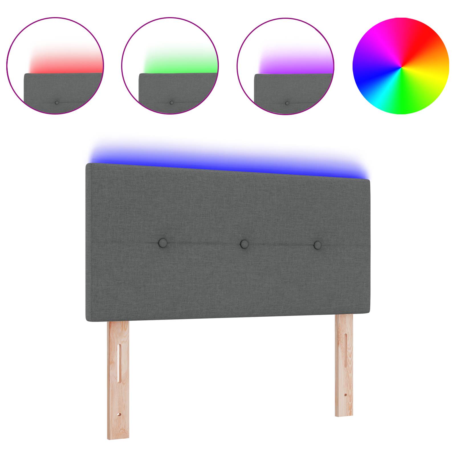 vidaXL LED Kopfteil mit Knopfheftung Dunkelgrau 80 cm Stoff