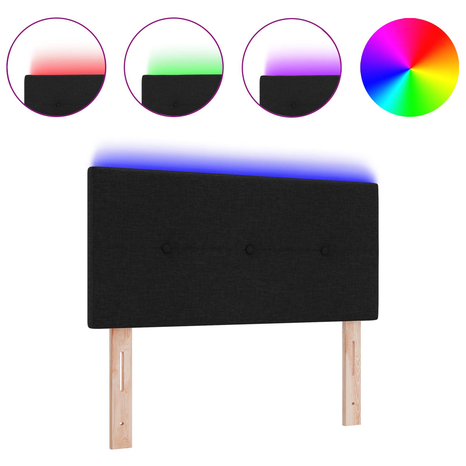 vidaXL LED Kopfteil mit Knopfheftung Schwarz 80 cm Stoff