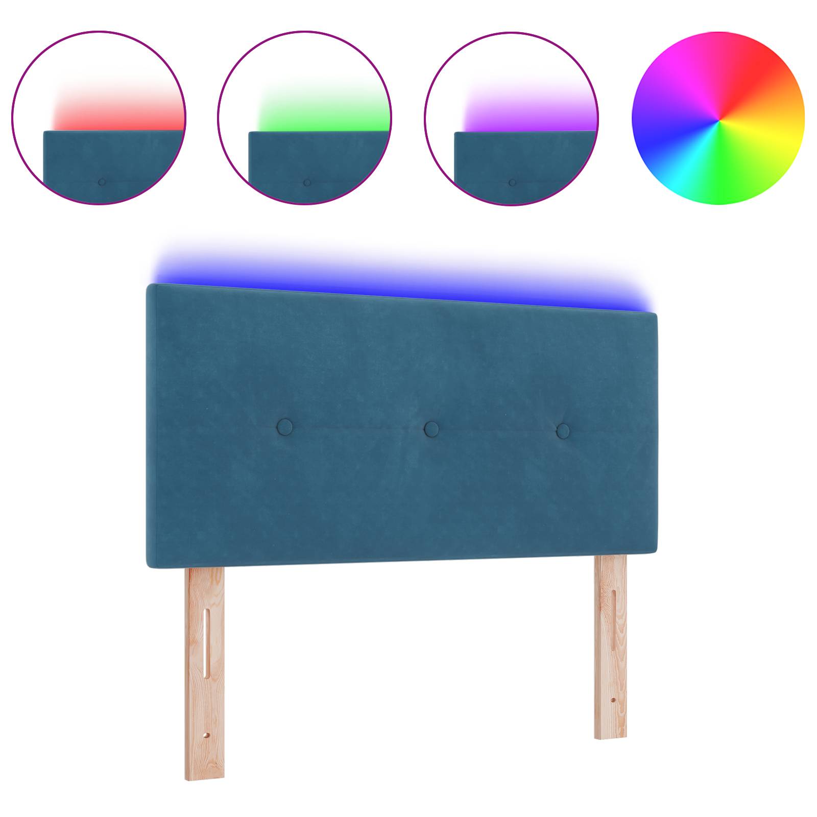 vidaXL LED Kopfteil mit Knopfheftung Dunkelblau 80 cm Samt