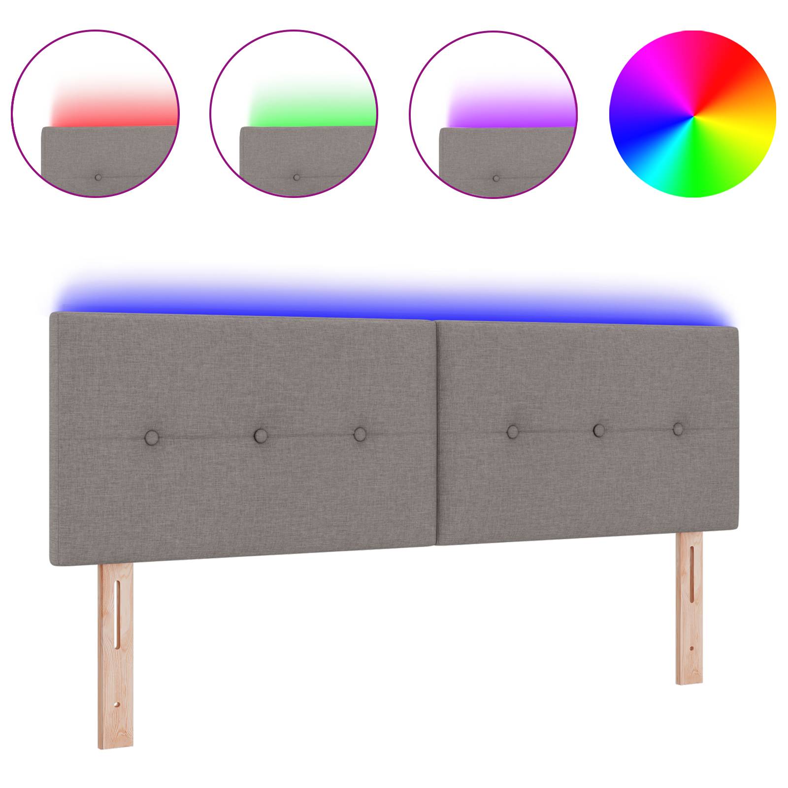 vidaXL LED Kopfteil mit Knopfheftung Taupe 72 cm Stoff