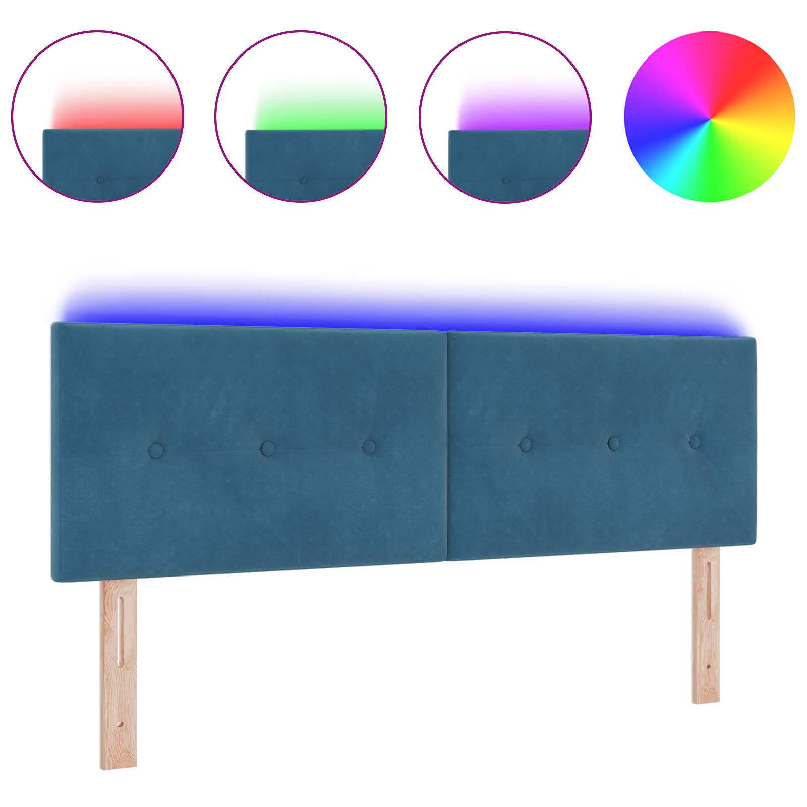 vidaXL LED Kopfteil mit Knopfheftung Dunkelblau 80 cm Samt
