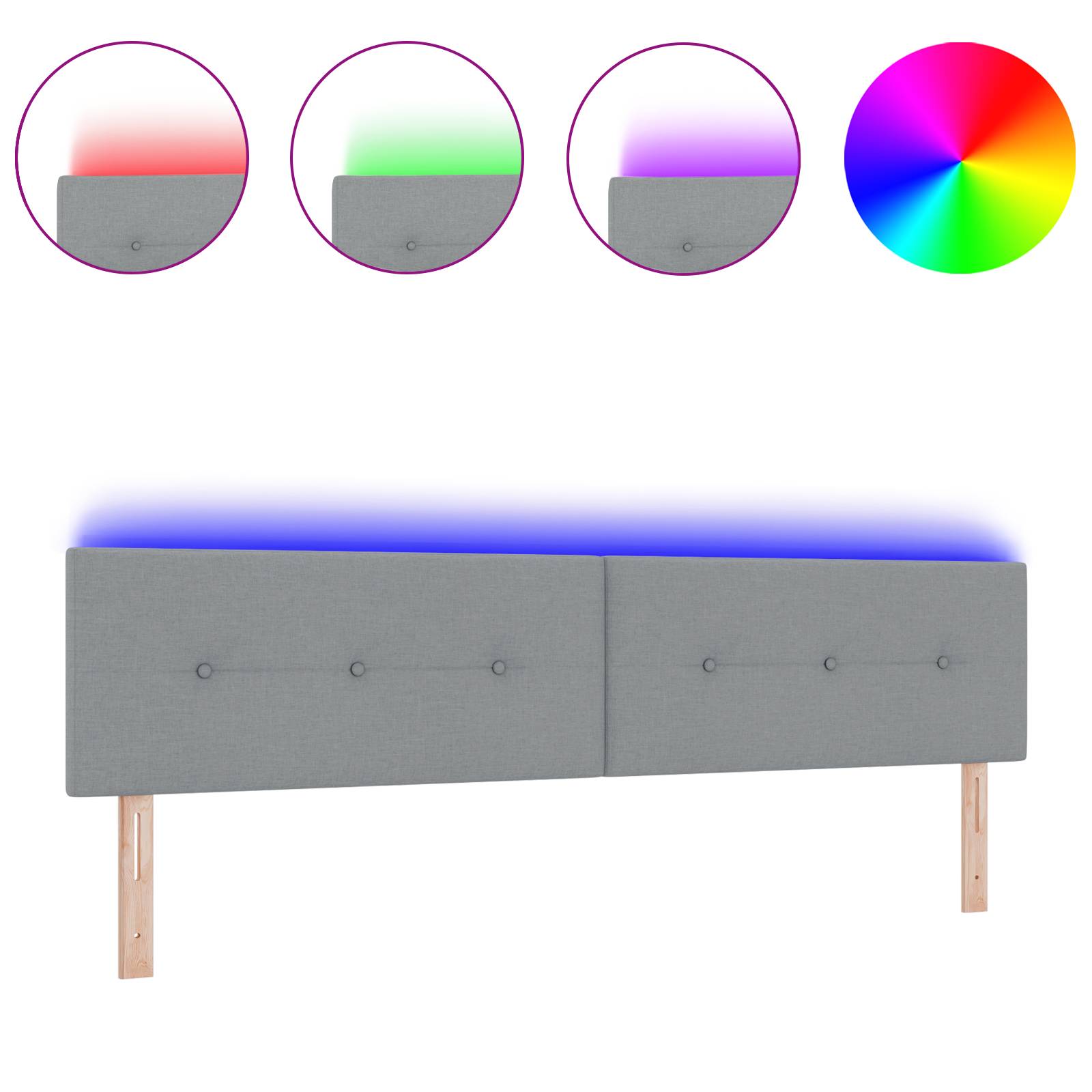 vidaXL LED Kopfteil mit Knopfheftung Hellgrau 100 cm Stoff