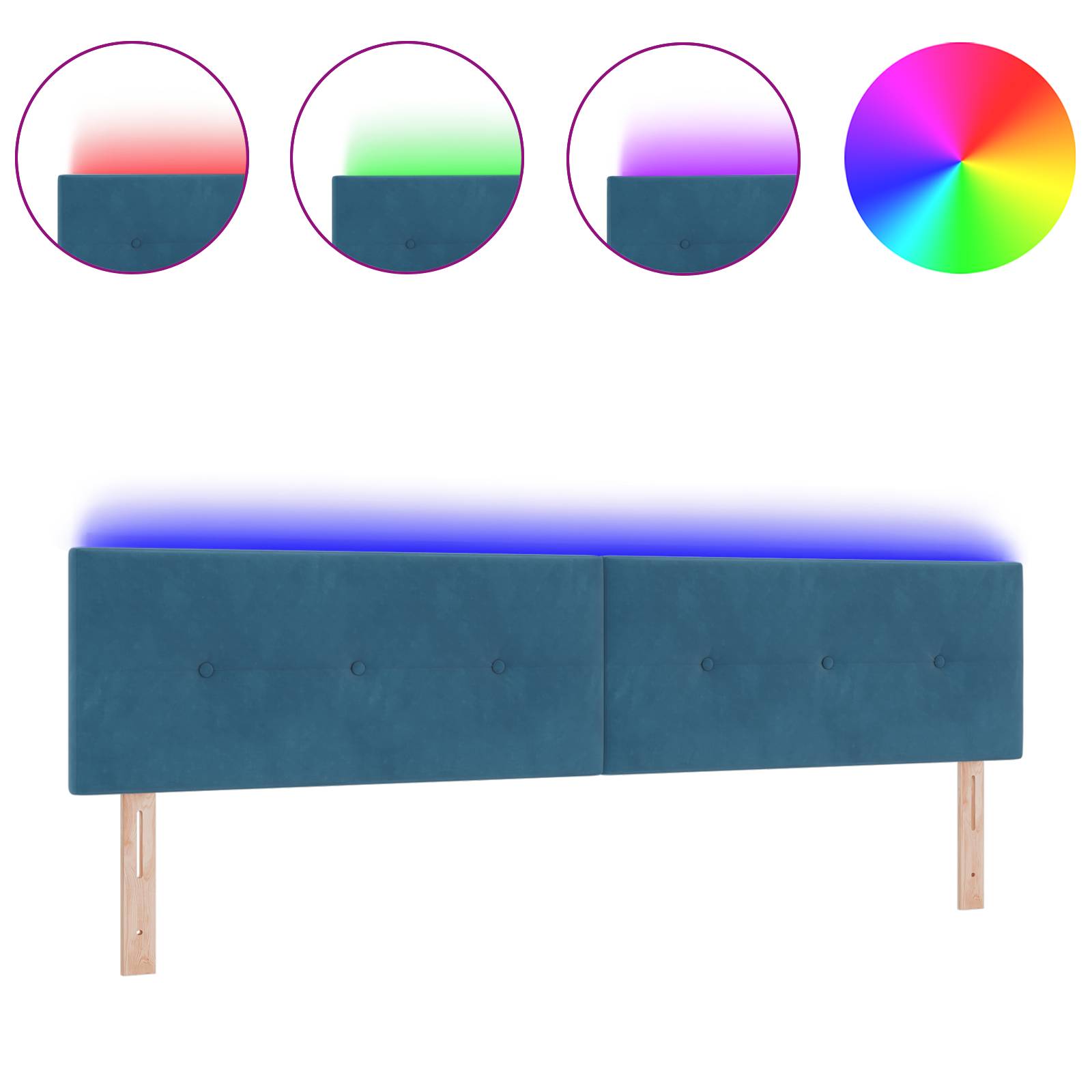 vidaXL LED Kopfteil mit Knopfheftung Dunkelblau 100 cm Samt