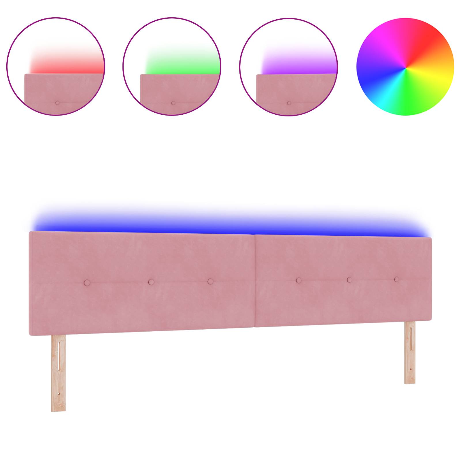 vidaXL LED Kopfteil mit Knopfheftung Rosa 100 cm Samt