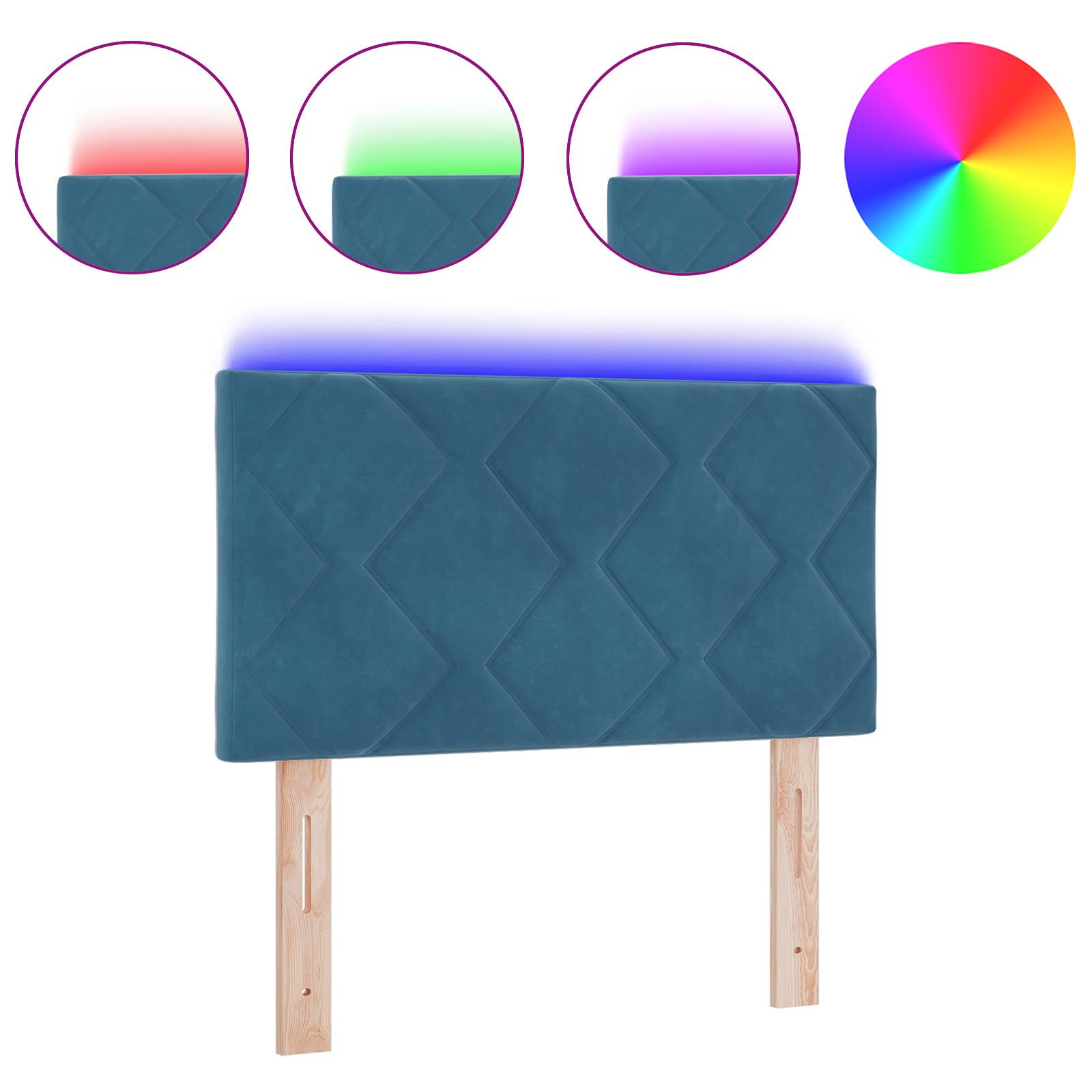 vidaXL LED Kopfteil Diamantblock Design Dunkelblau 80 cm Velvet