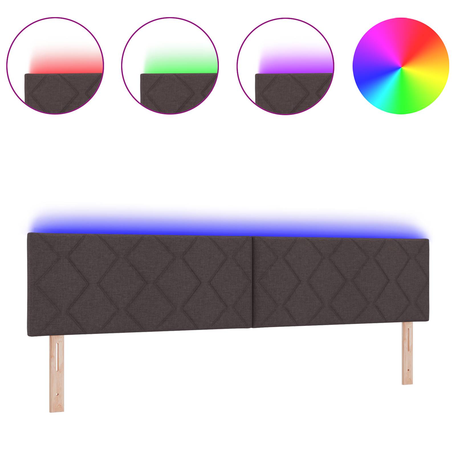 vidaXL LED Kopfteil Rautenmuster Dunkelbraun 200 cm Stoff