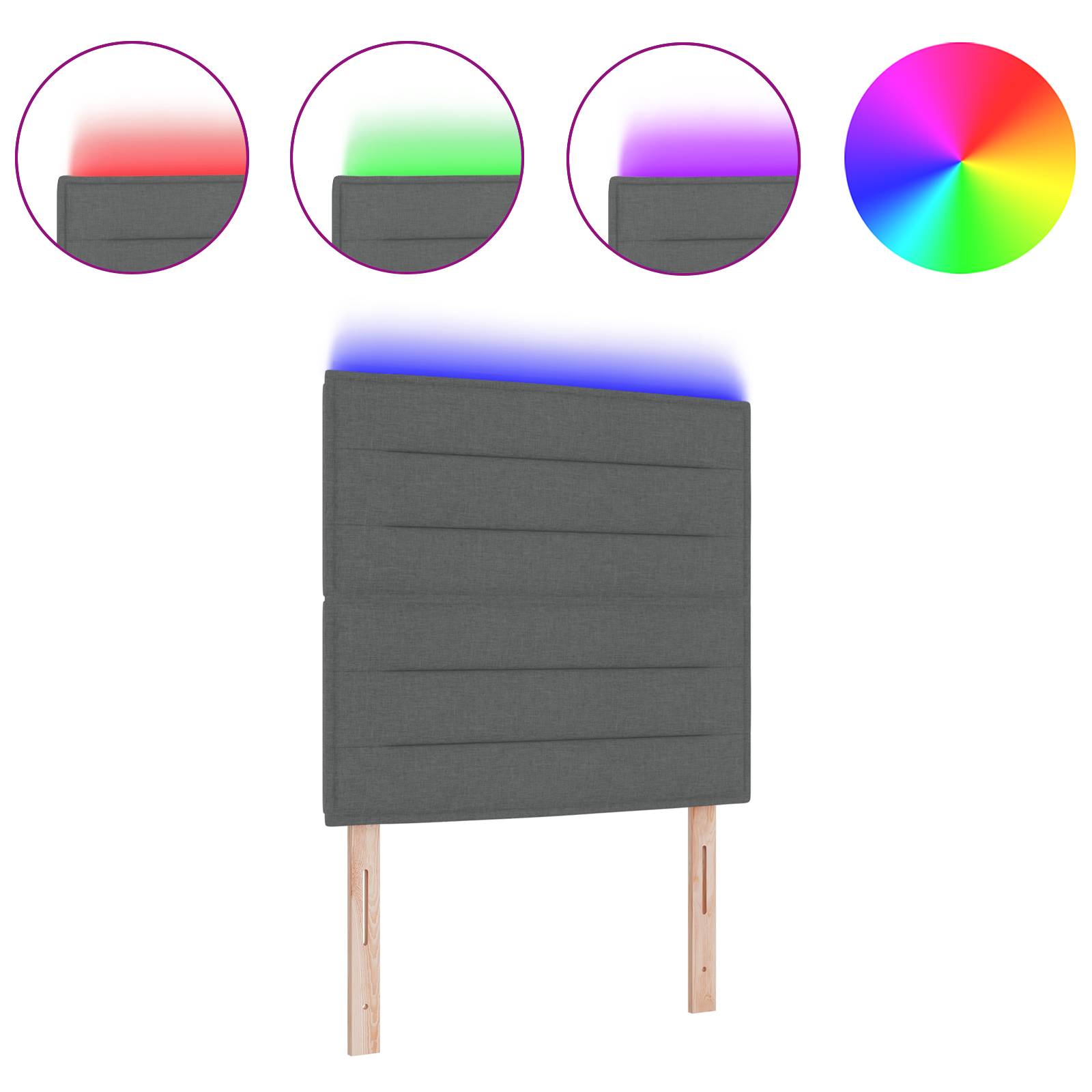vidaXL LED Kopfteil Linien-Design Dunkelgrau 80 cm Stoff