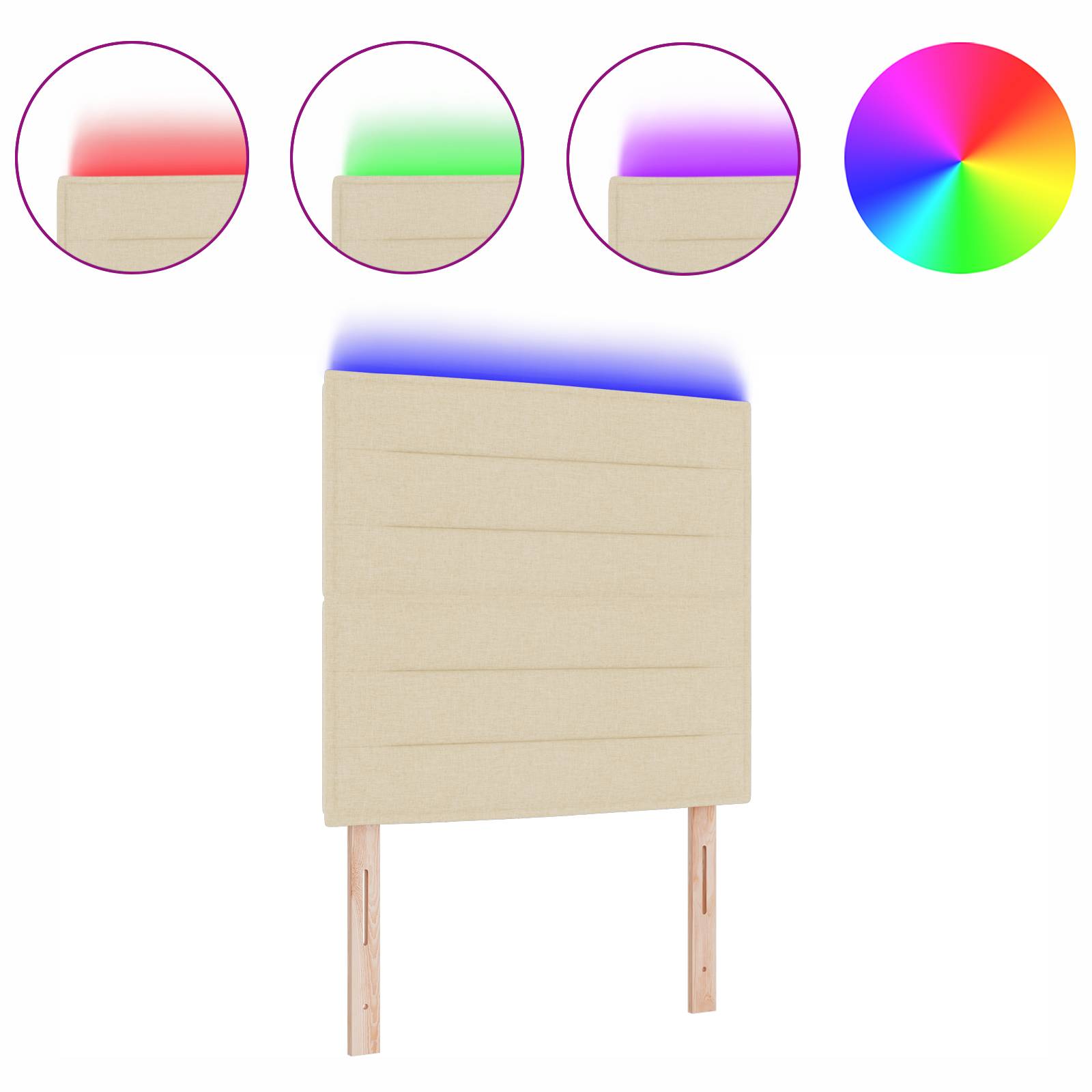 vidaXL LED Kopfteil Linien-Design Creme 100 cm Stoff