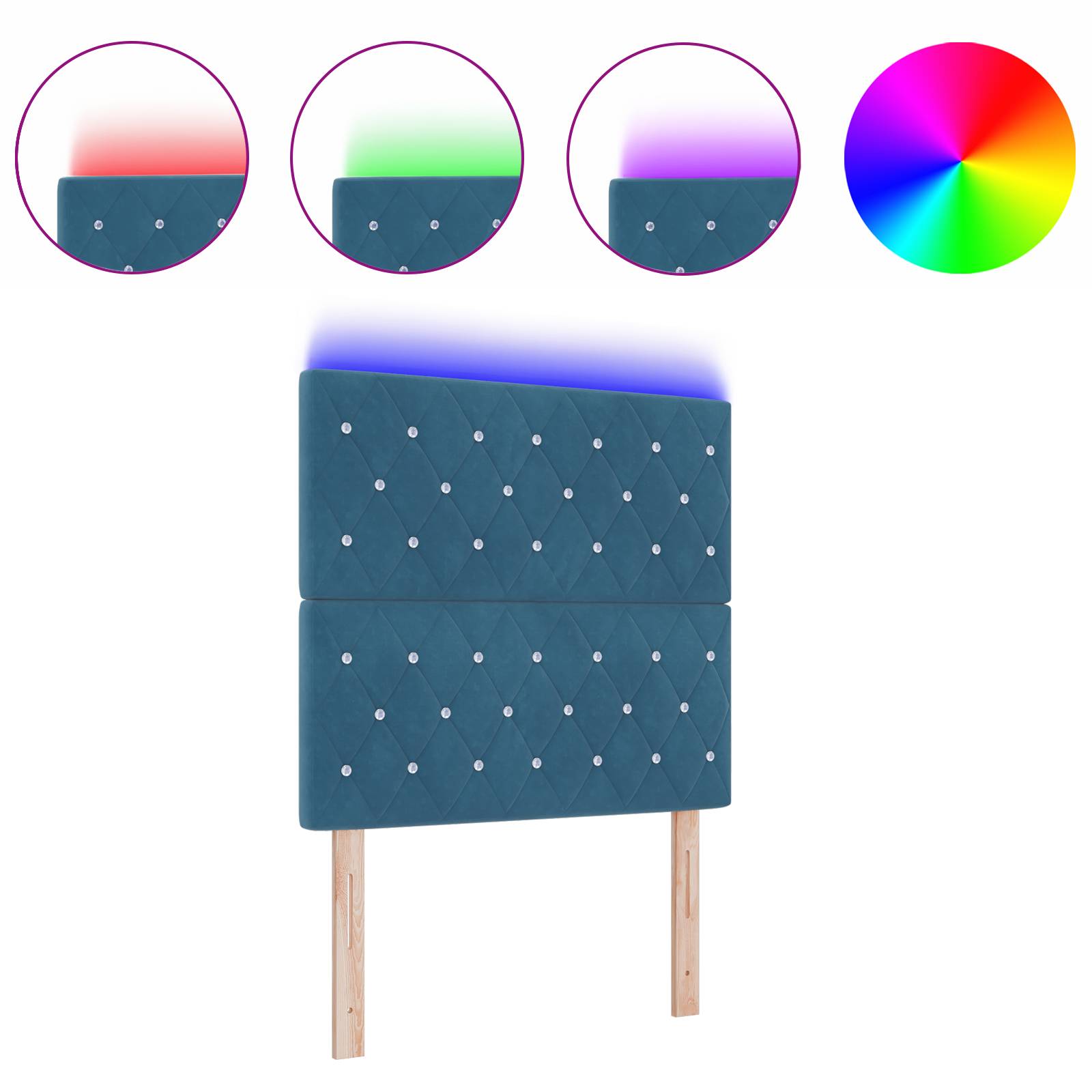 vidaXL LED Kopfteil Dunkelblau 100 cm Samt