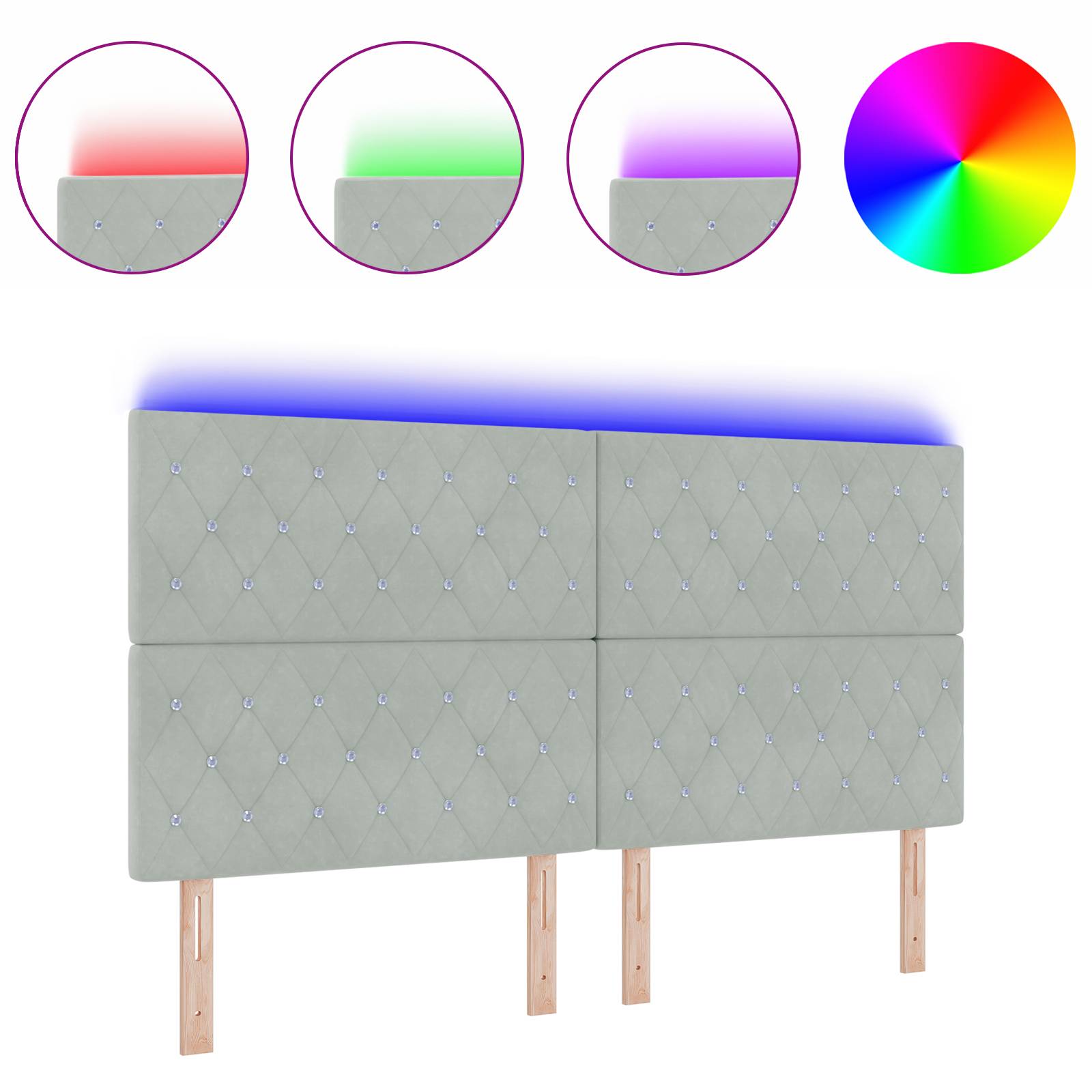 vidaXL LED Kopfteil Hellgrau 90 cm Samt