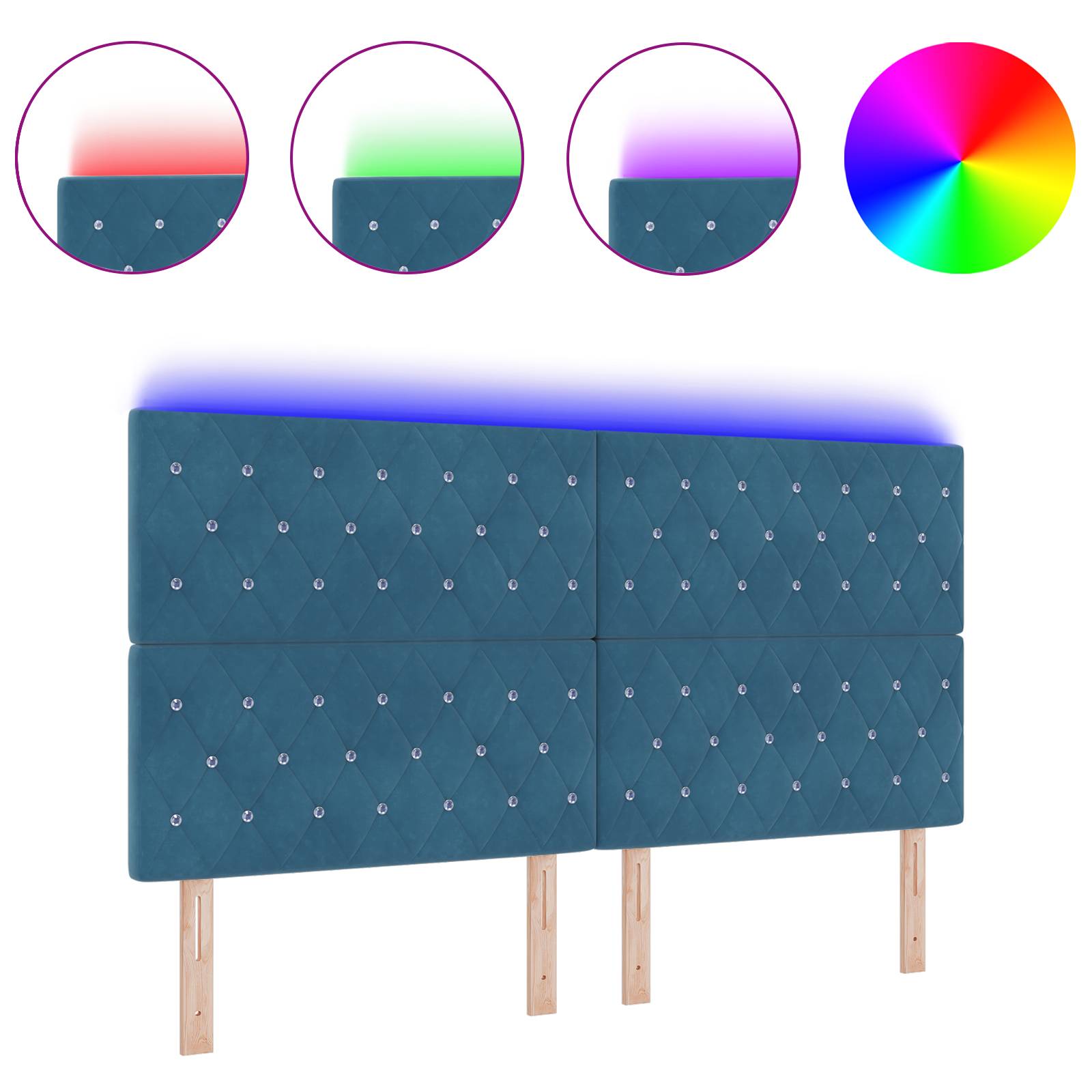vidaXL LED Kopfteil Dunkelblau 90 cm Samt