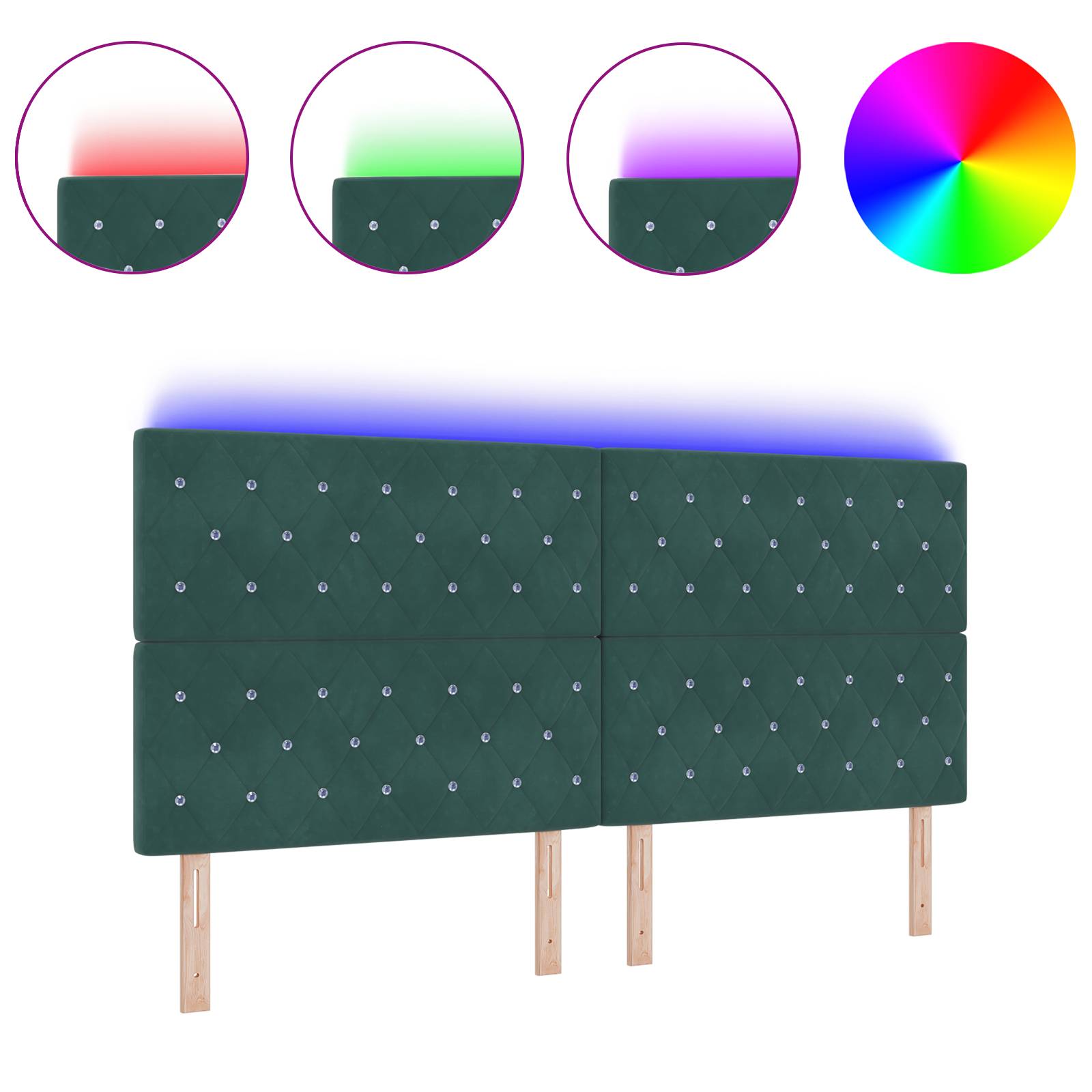 vidaXL LED Kopfteil Dunkelgrün 100 cm Samt