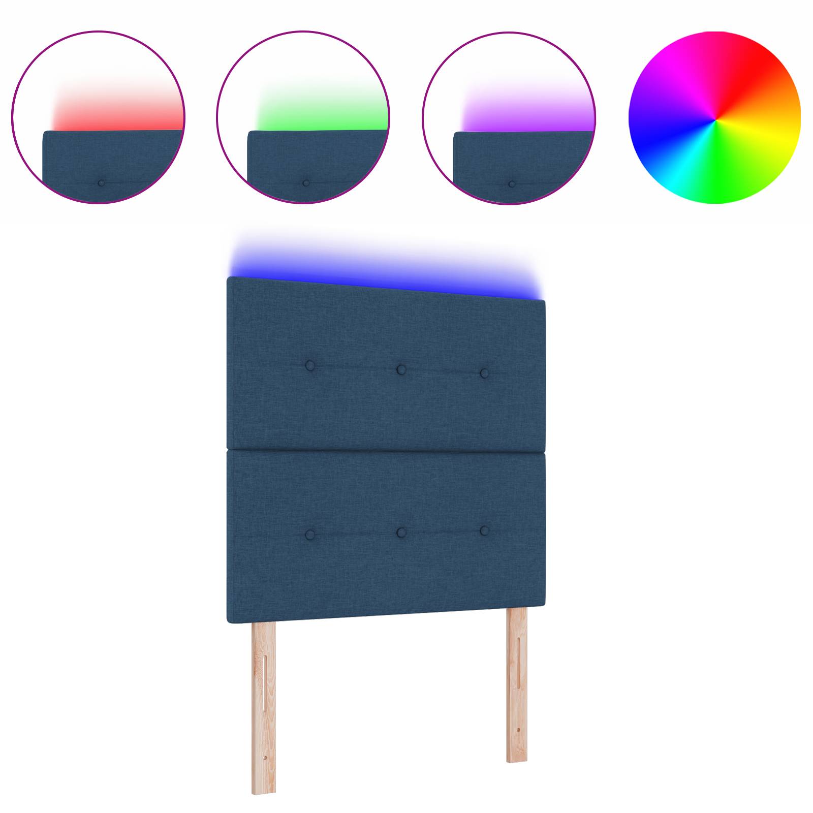 vidaXL LED Kopfteil Blau 80 cm Stoff