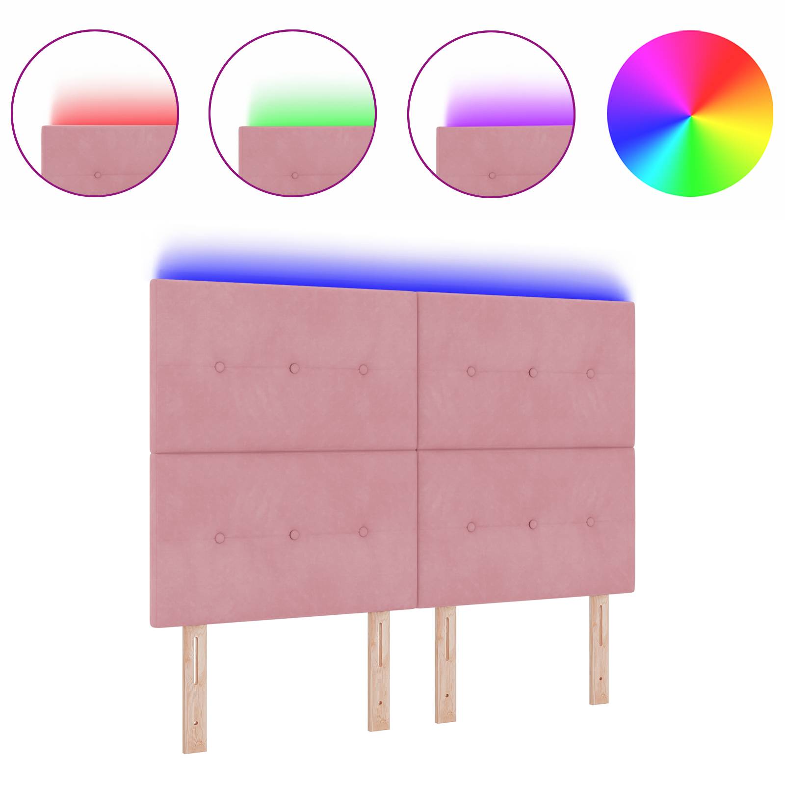 vidaXL LED Kopfteil Rosa 72 cm Samt