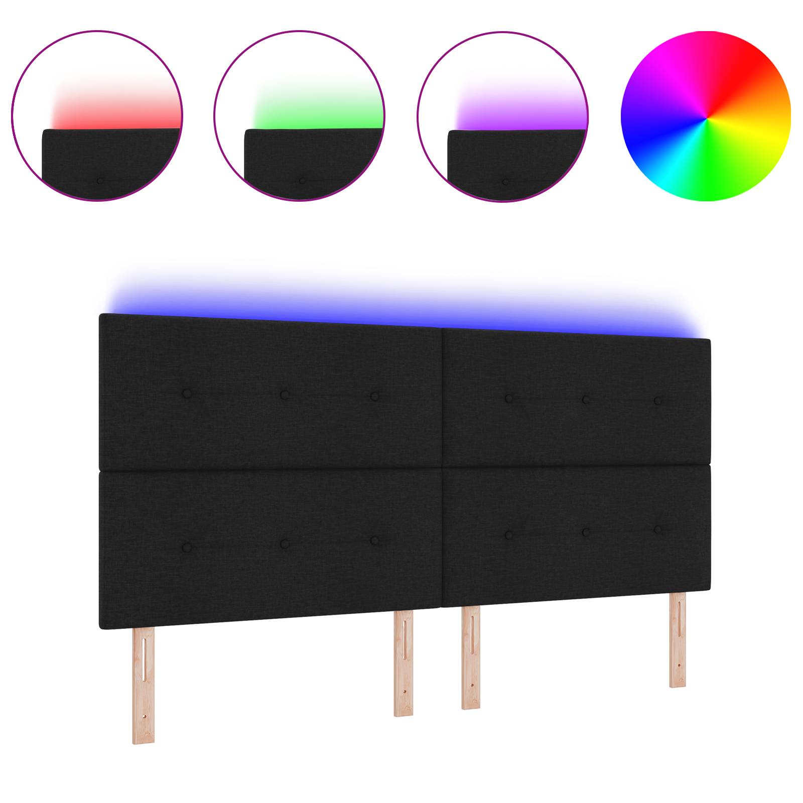 vidaXL LED Kopfteil Schwarz 100 cm Stoff