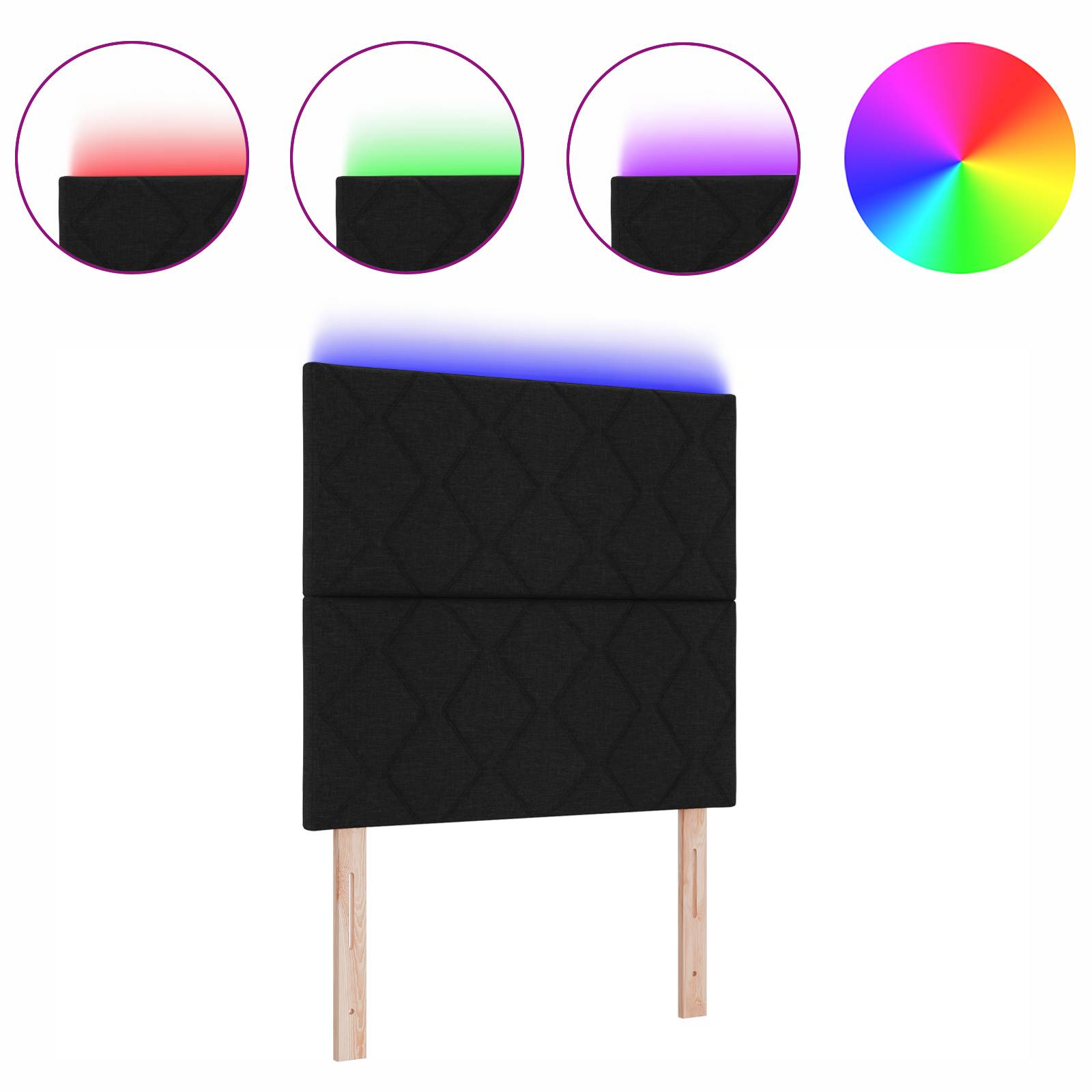 vidaXL LED Kopfteil Rautenmuster Schwarz 100 cm Stoff
