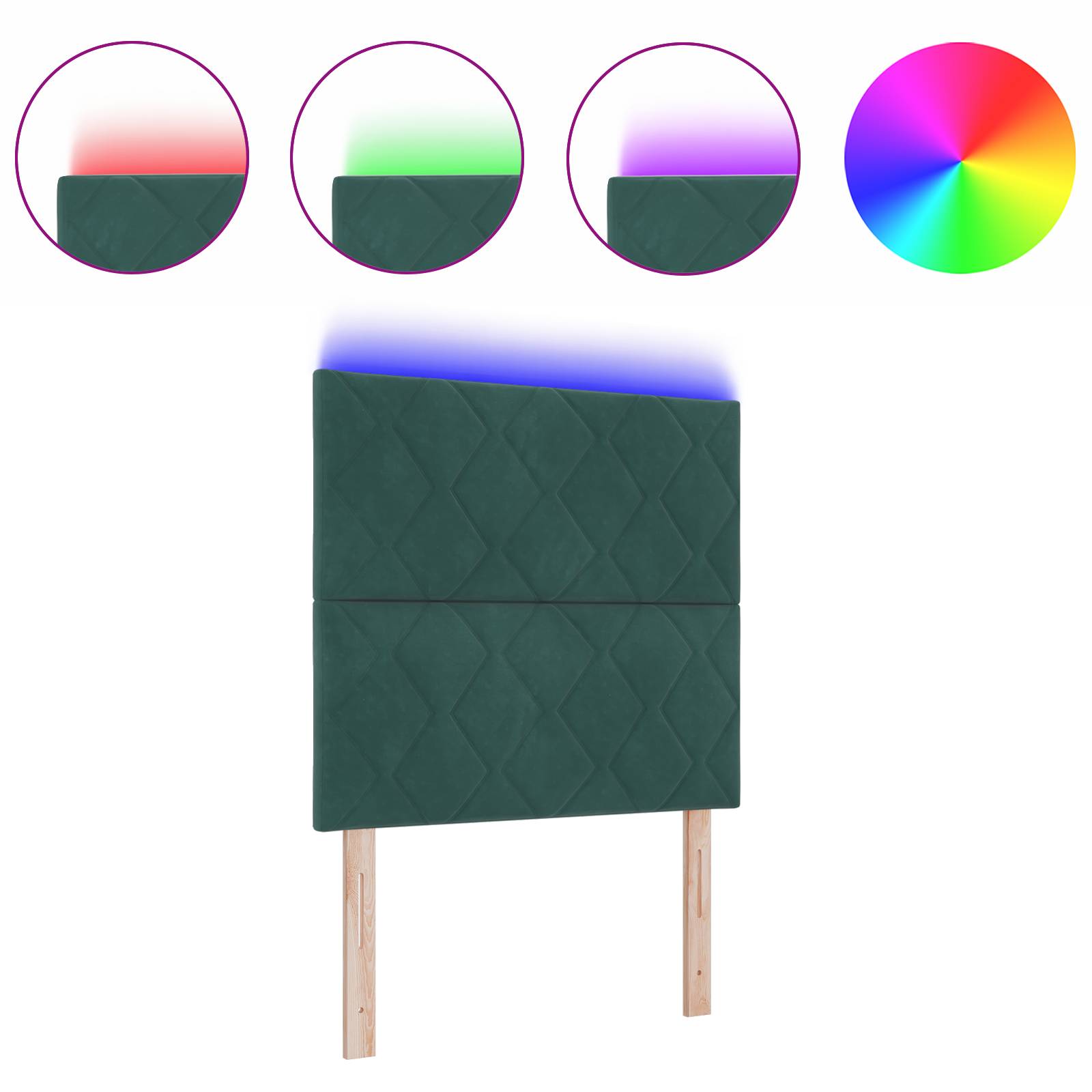 vidaXL LED Kopfteil Diamantblock Design Dunkelgrün 90 cm Velvet