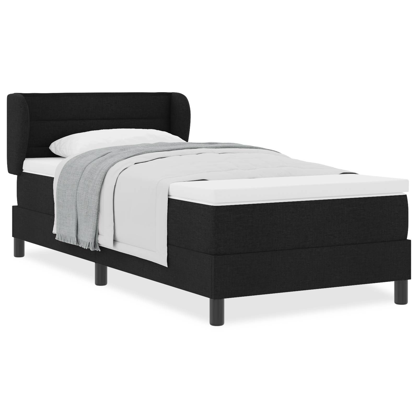 vidaXL Boxspringbett mit Matratze Schwarz 90x190 cm Stoff