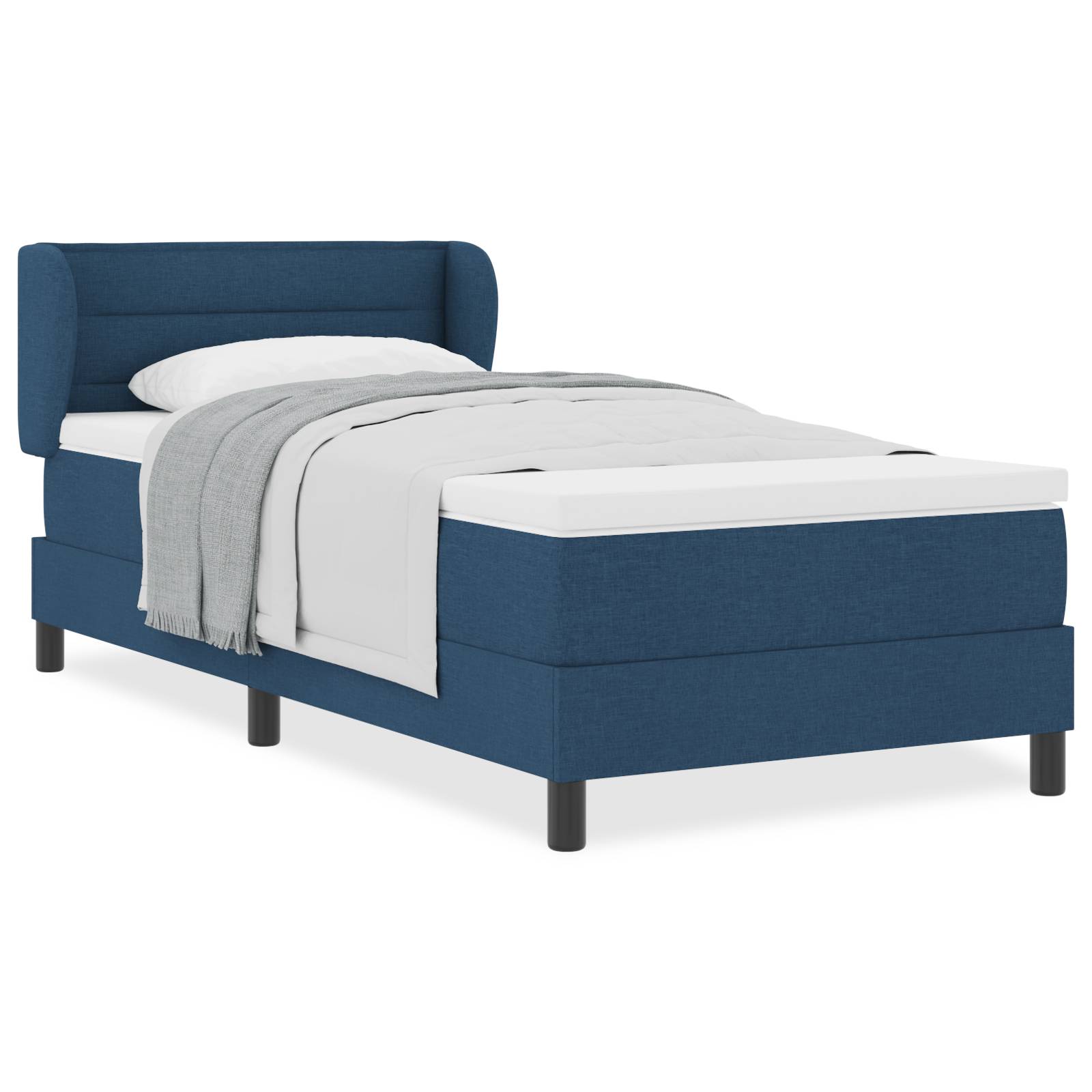 vidaXL Boxspringbett mit Matratze Blau 100x200 cm Stoff
