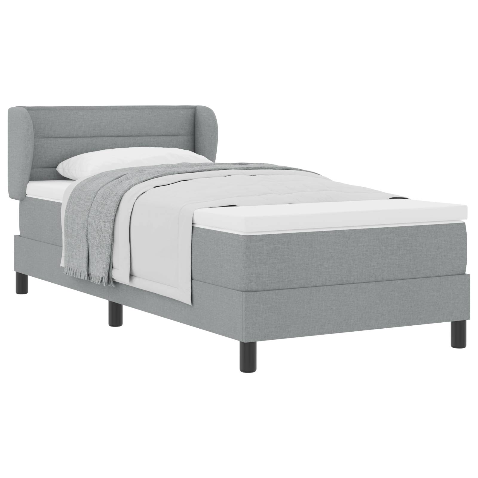 vidaXL Boxspringbett mit Matratze Hellgrau 90x190 cm Stoff