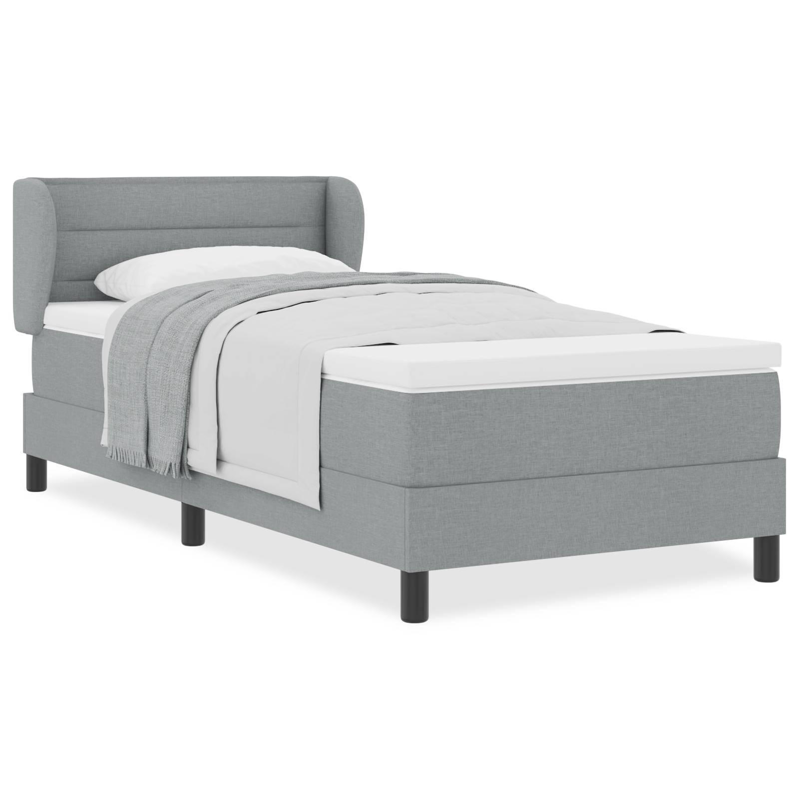 vidaXL Boxspringbett mit Matratze Hellgrau 90x190 cm Stoff