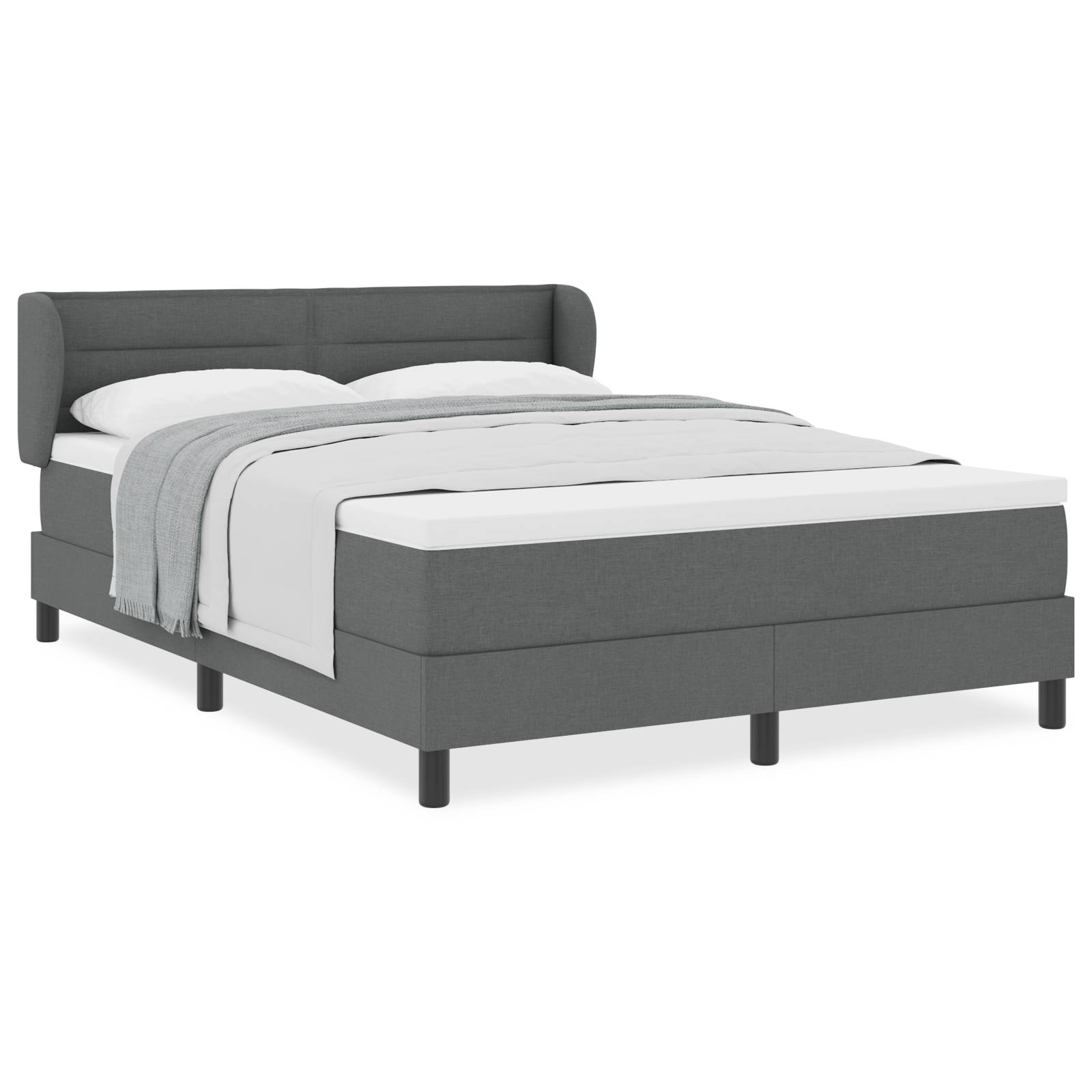 vidaXL Boxspringbett mit Matratze Dunkelgrau 140x200 cm Stoff
