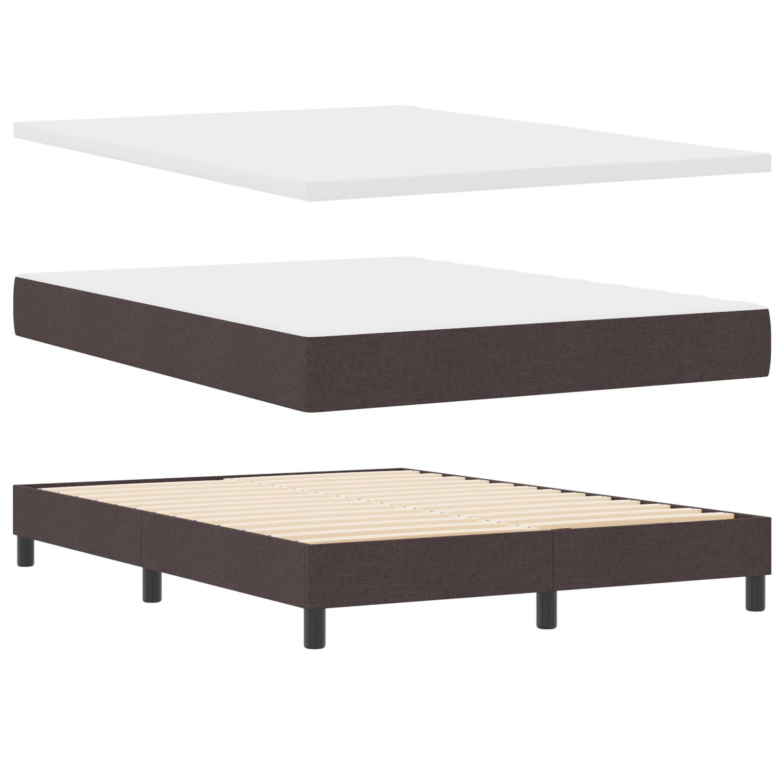 vidaXL Boxspringbett mit Matratze Dunkelbraun 140x200 cm Stoff