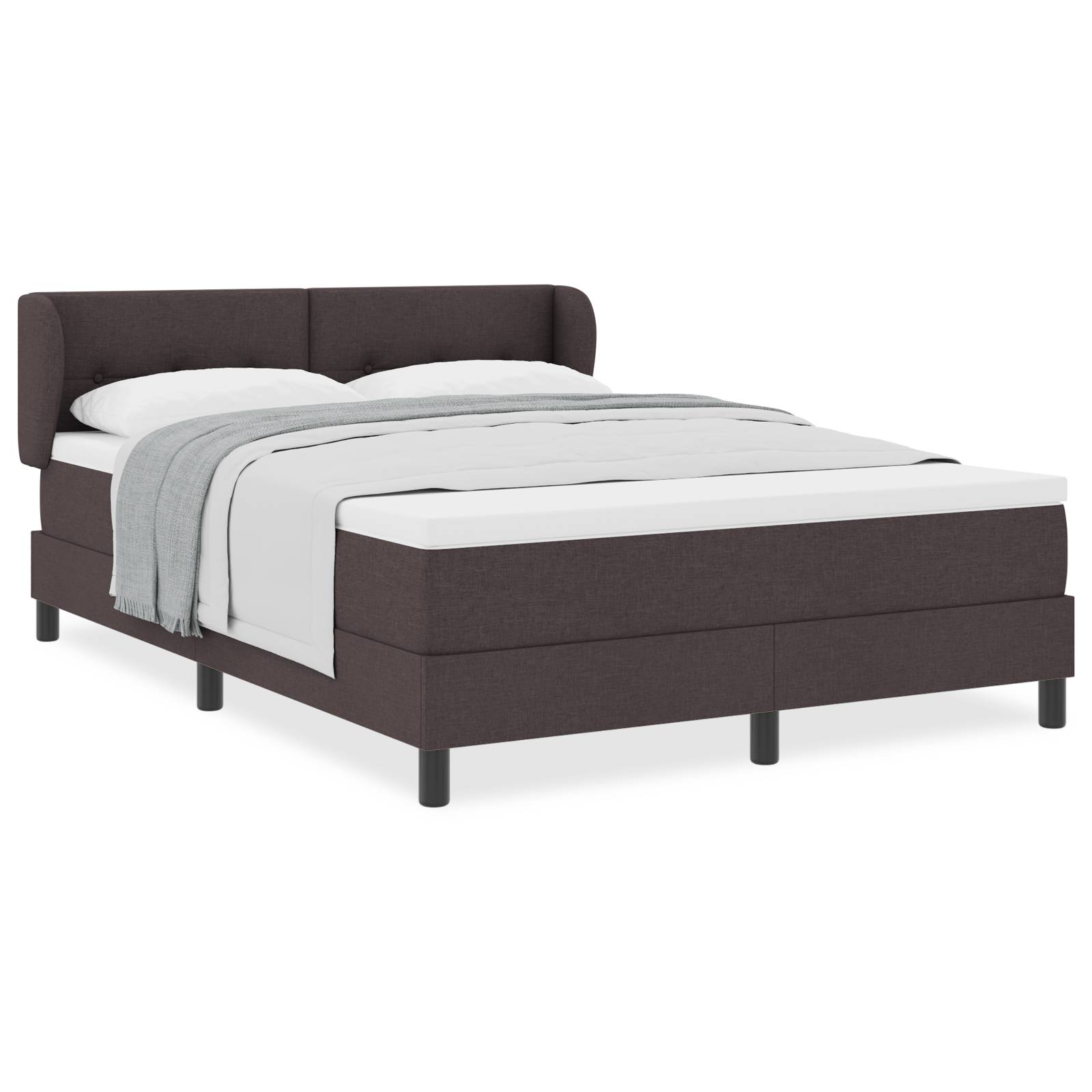 vidaXL Boxspringbett mit Matratze Dunkelbraun 140x200 cm Stoff