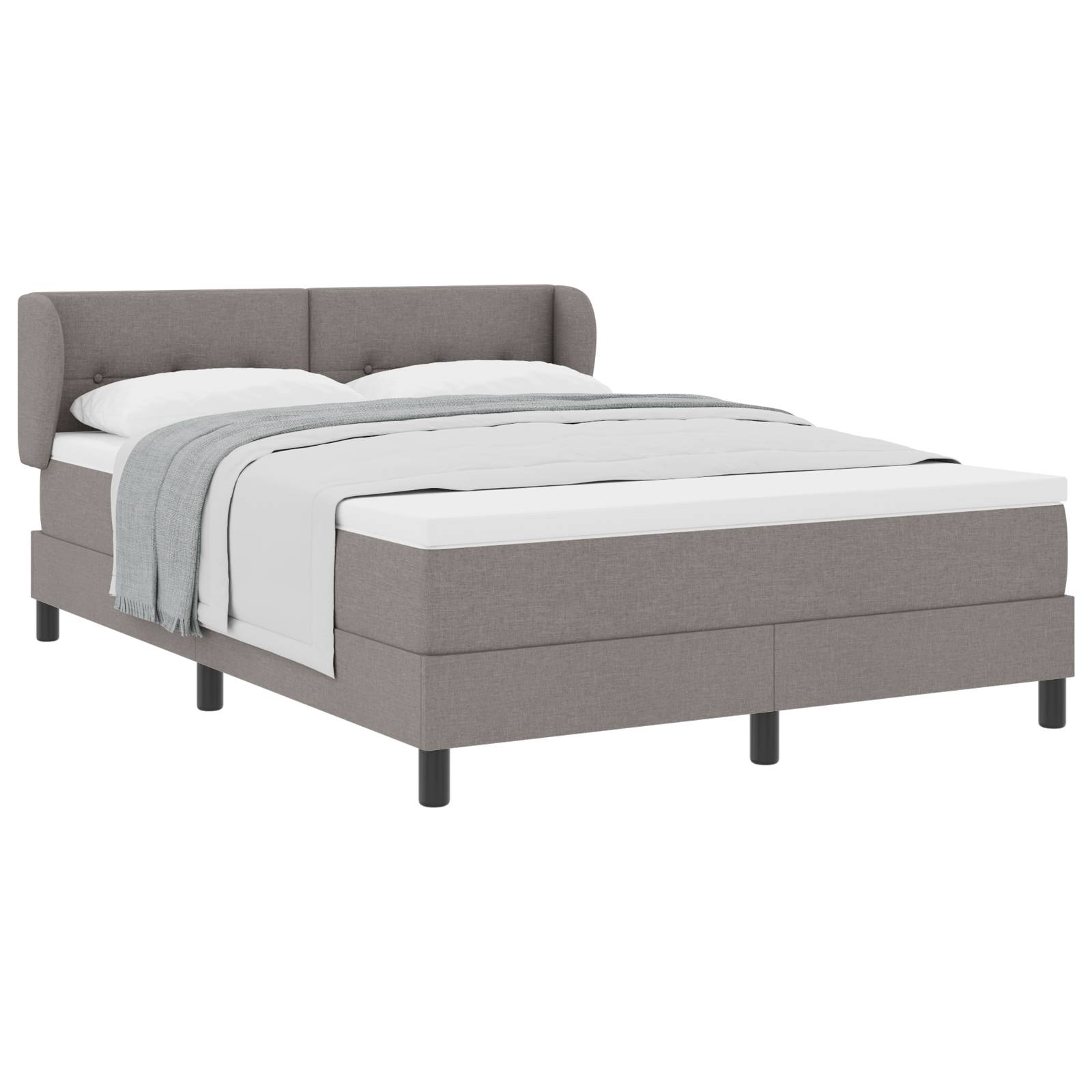 vidaXL Boxspringbett mit Matratze Taupe 160x200 cm Stoff