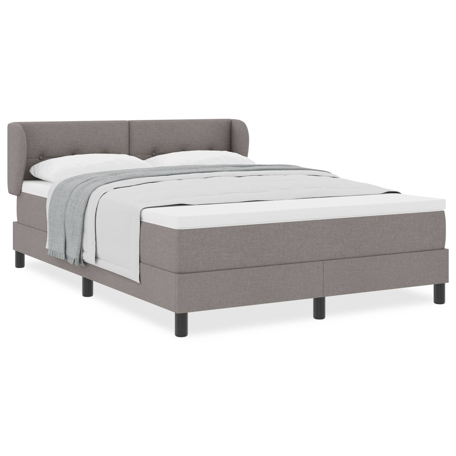vidaXL Boxspringbett mit Matratze Taupe 160x200 cm Stoff