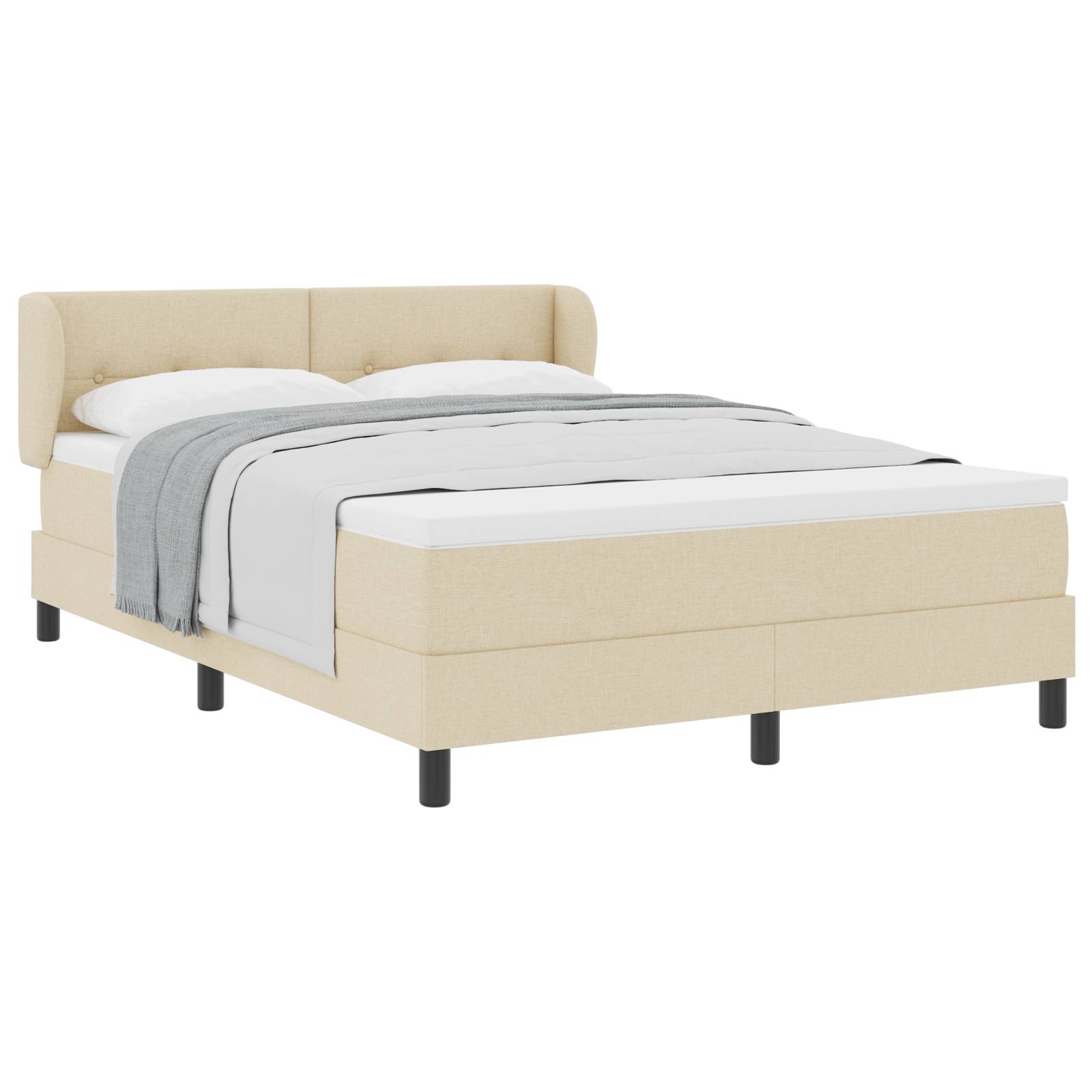 vidaXL Boxspringbett mit Matratze Creme 140x200 cm Stoff