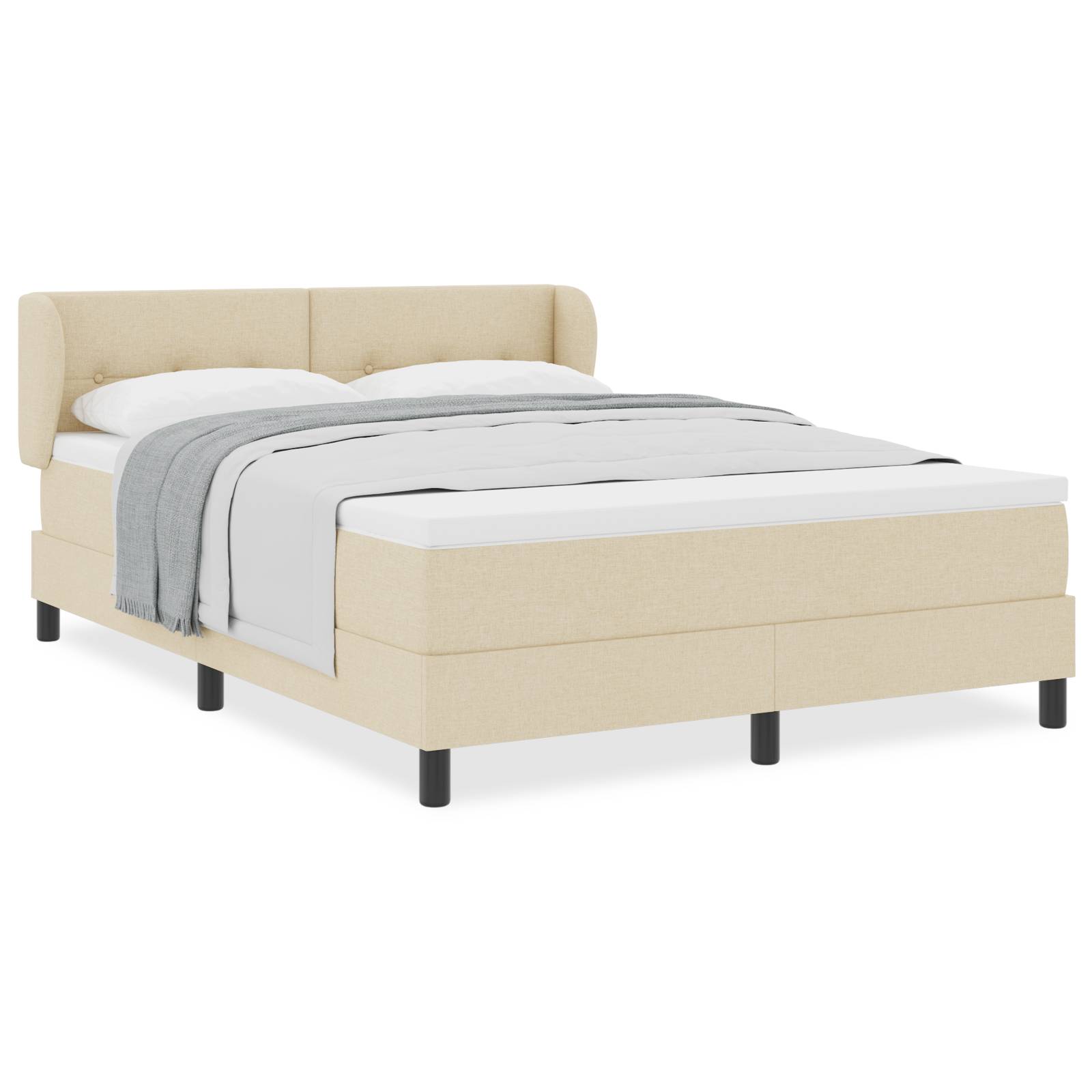 vidaXL Boxspringbett mit Matratze Creme 140x200 cm Stoff