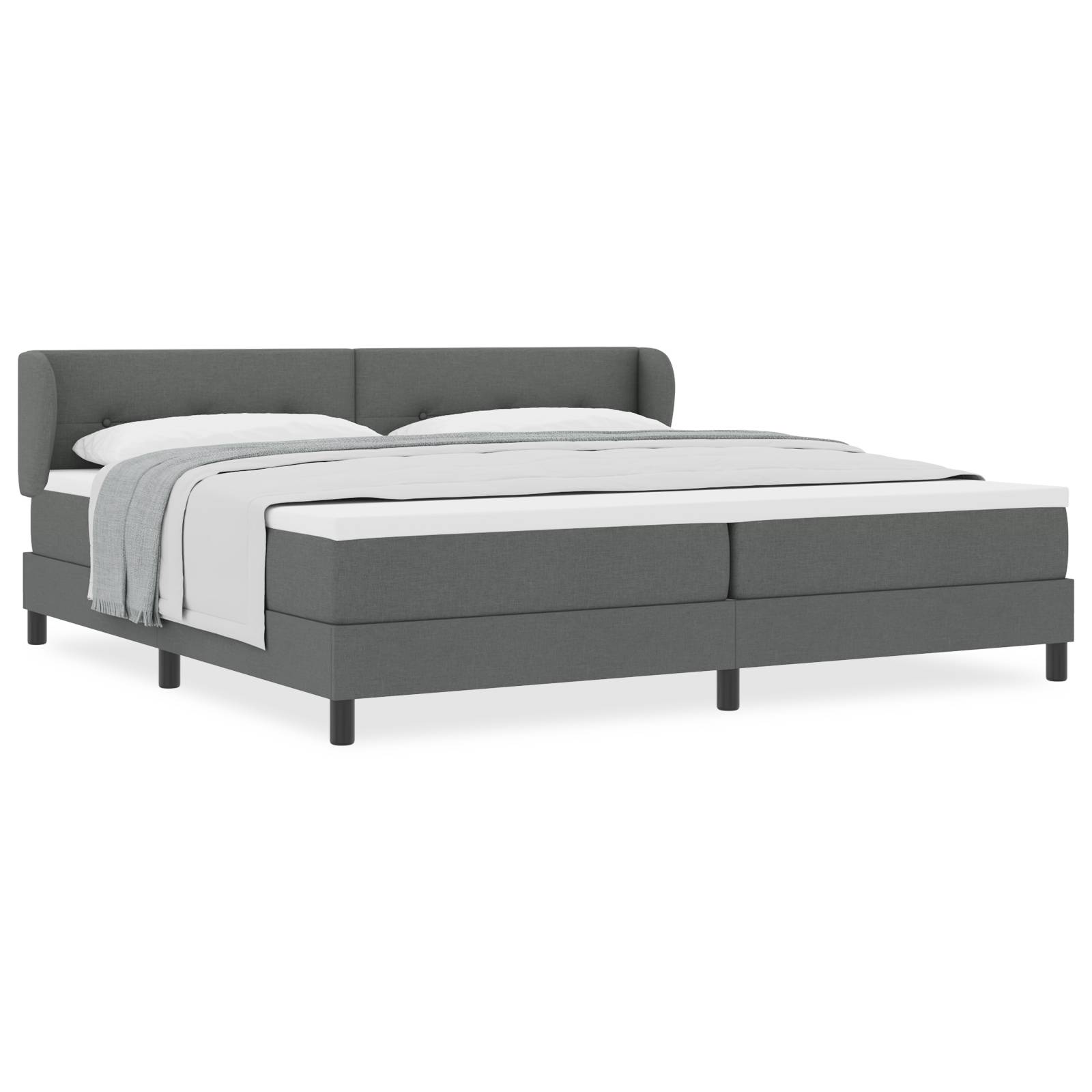 vidaXL Boxspringbett mit Matratze Dunkelgrau 200x200 cm Stoff