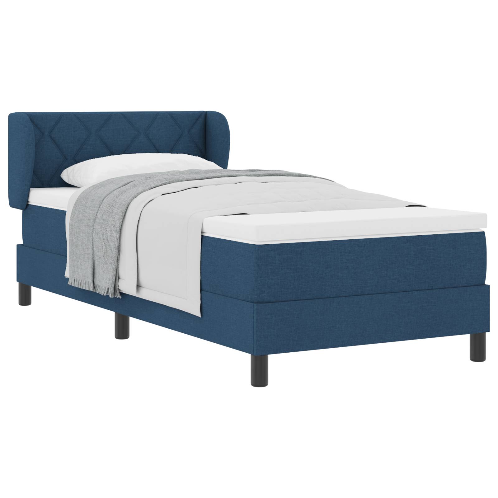 vidaXL Boxspringbett mit Matratze Blau 100x200 cm Stoff