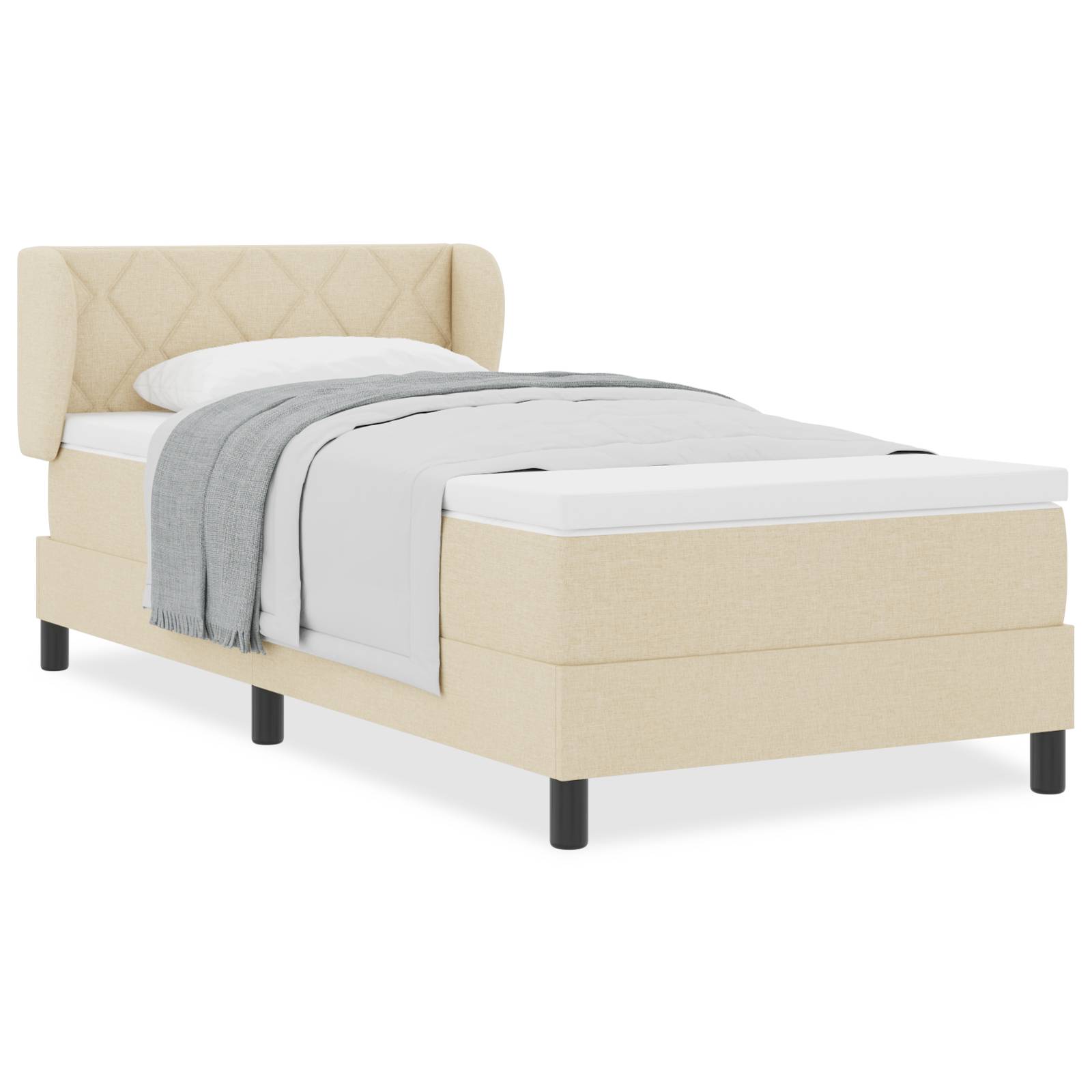 vidaXL Boxspringbett mit Matratze Creme 90x200 cm Stoff