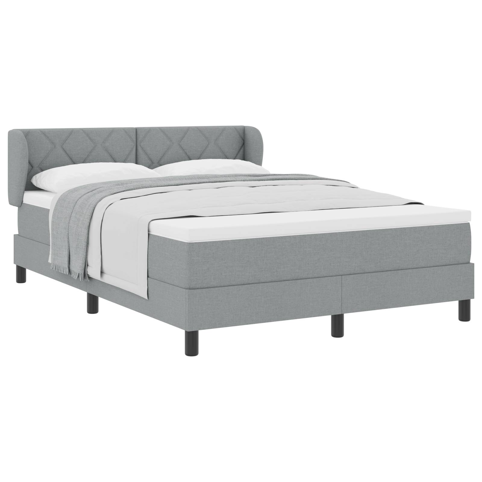 vidaXL Boxspringbett mit Matratze Hellgrau 140x200 cm Stoff