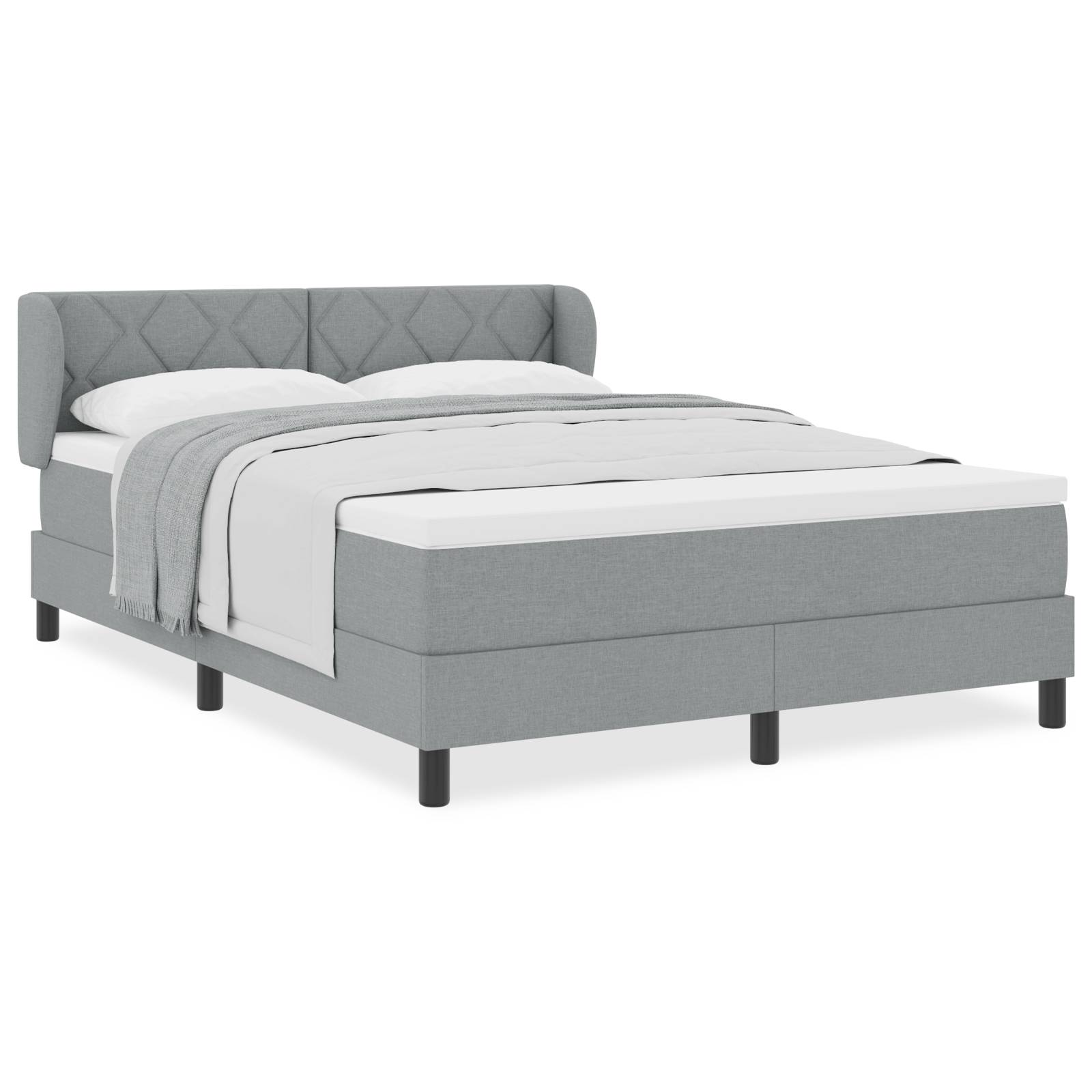 vidaXL Boxspringbett mit Matratze Hellgrau 140x200 cm Stoff