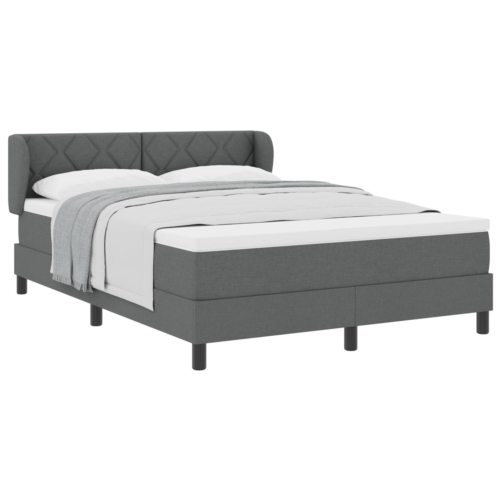 vidaXL Boxspringbett mit Matratze Dunkelgrau 160x200 cm Stoff