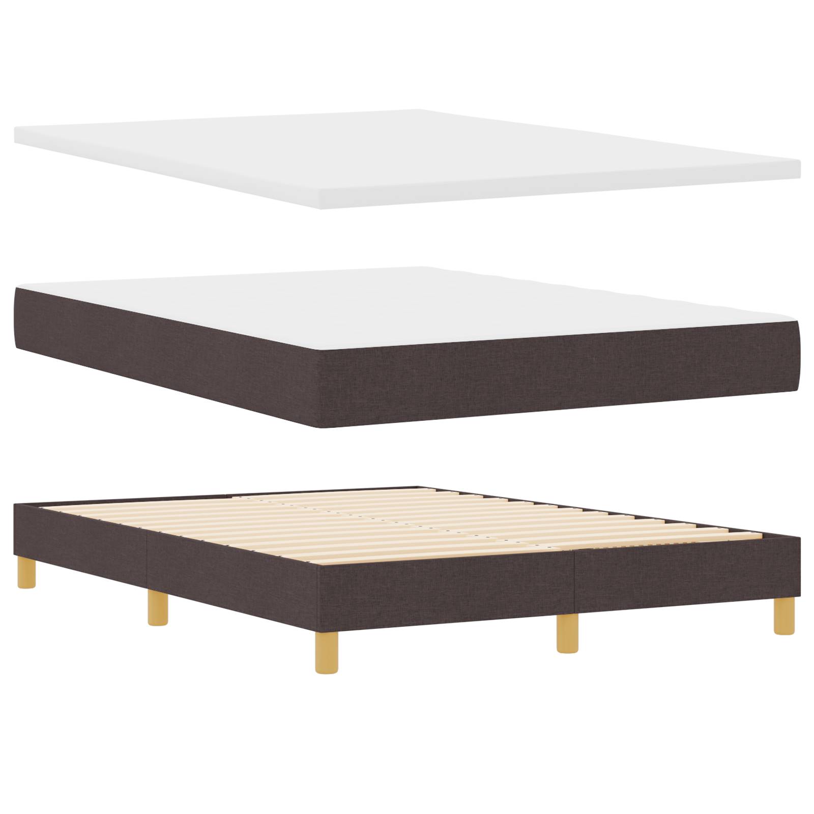 vidaXL Boxspringbett mit Matratze Dunkelbraun 160x200 cm Stoff