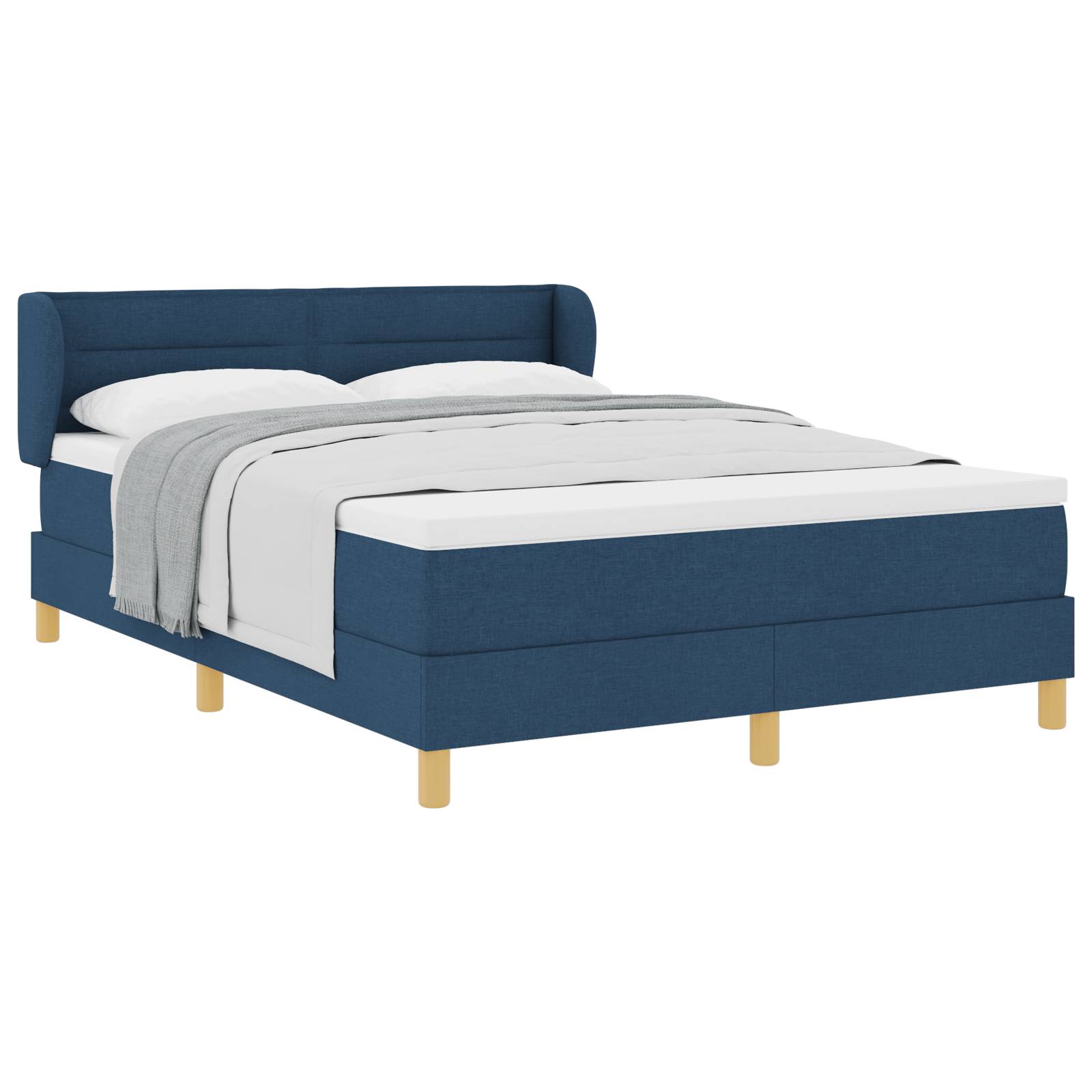 vidaXL Boxspringbett mit Matratze Blau 140x200 cm Stoff