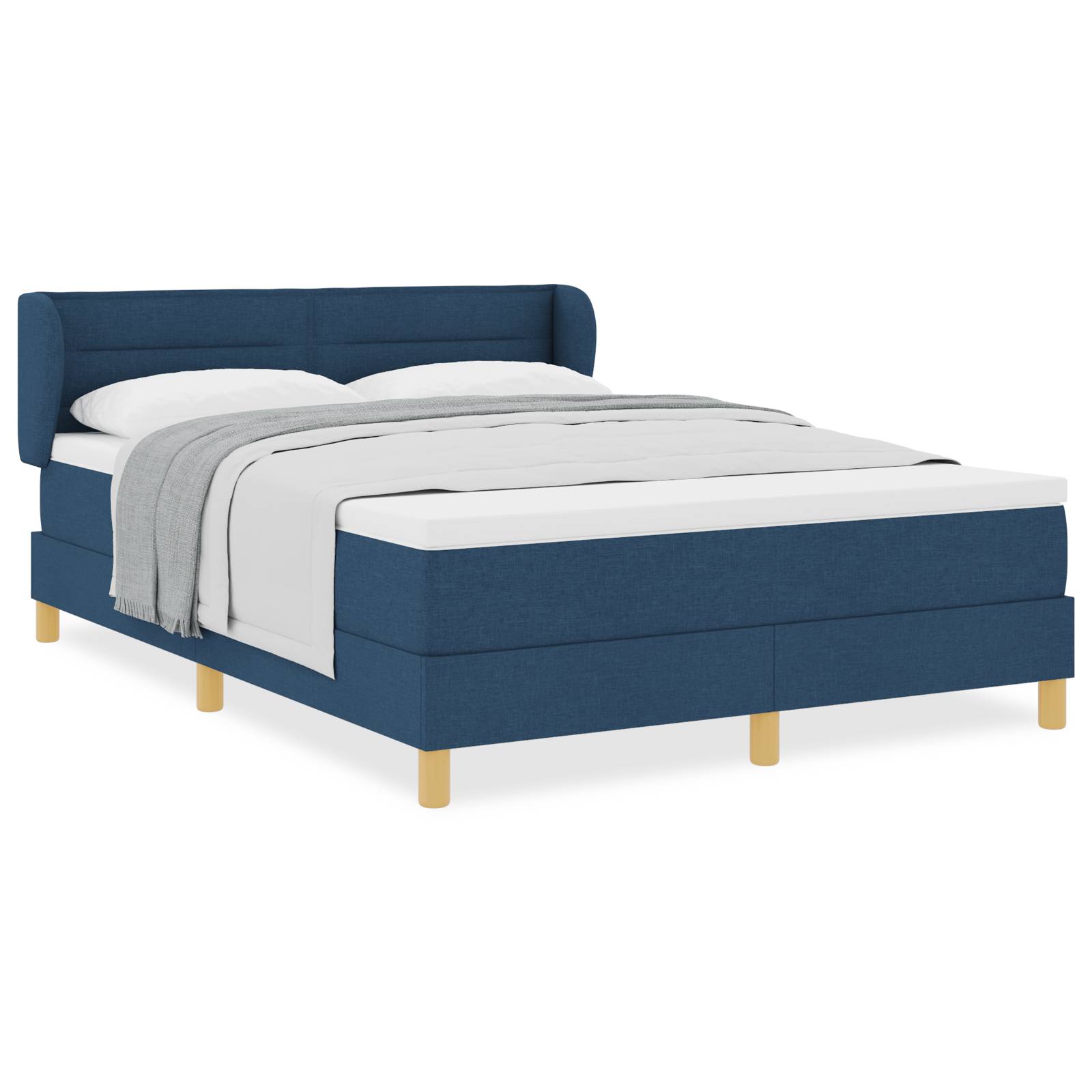 vidaXL Boxspringbett mit Matratze Blau 140x200 cm Stoff