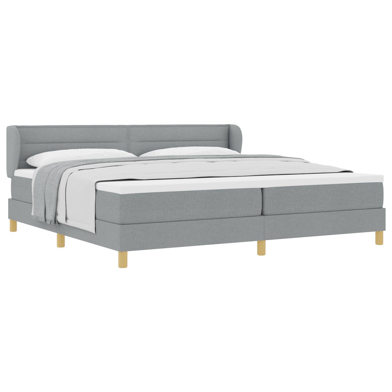 vidaXL Boxspringbett mit Matratze Hellgrau 200x200 cm Stoff