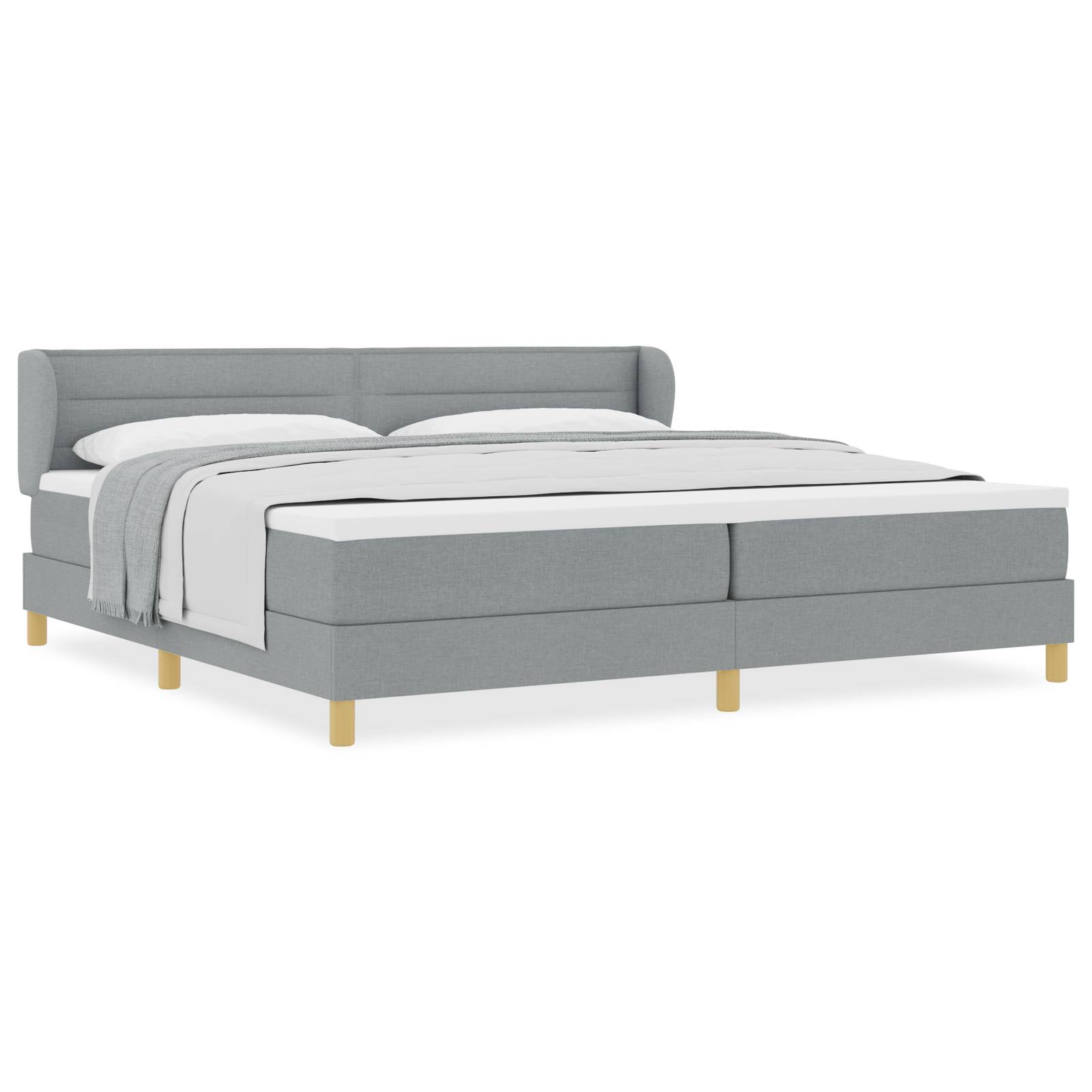 vidaXL Boxspringbett mit Matratze Hellgrau 200x200 cm Stoff