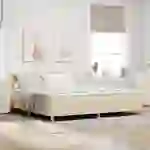 vidaXL Boxspringbett mit Matratze Creme 200x200 cm Stoff vidaXL Boxspringbett mit Matratze Creme 200x200 cm Stoff