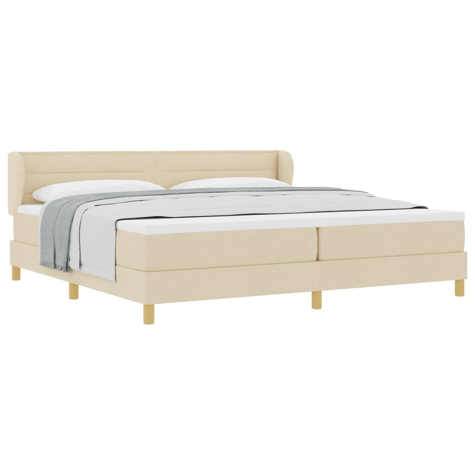 vidaXL Boxspringbett mit Matratze Creme 200x200 cm Stoff