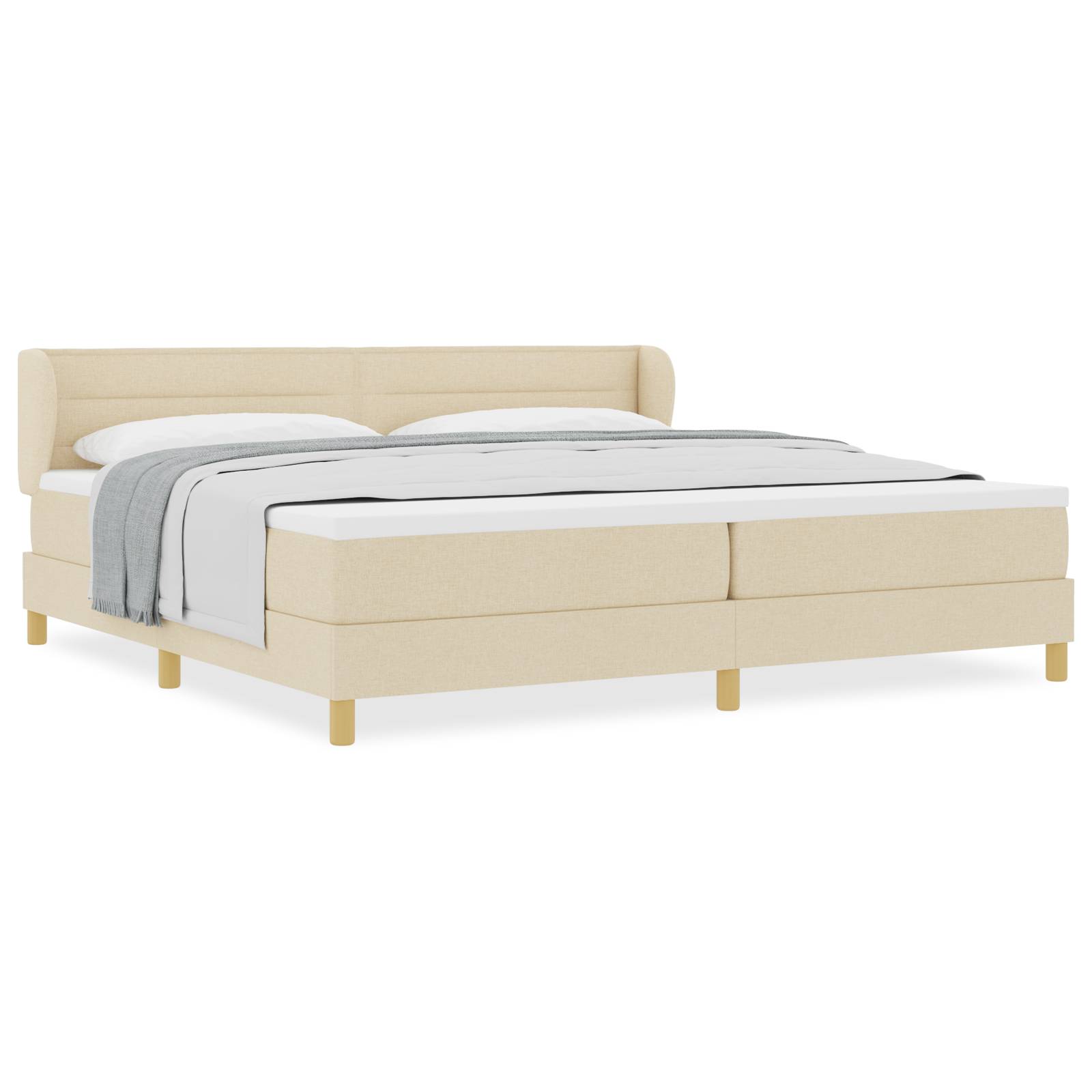 vidaXL Boxspringbett mit Matratze Creme 200x200 cm Stoff