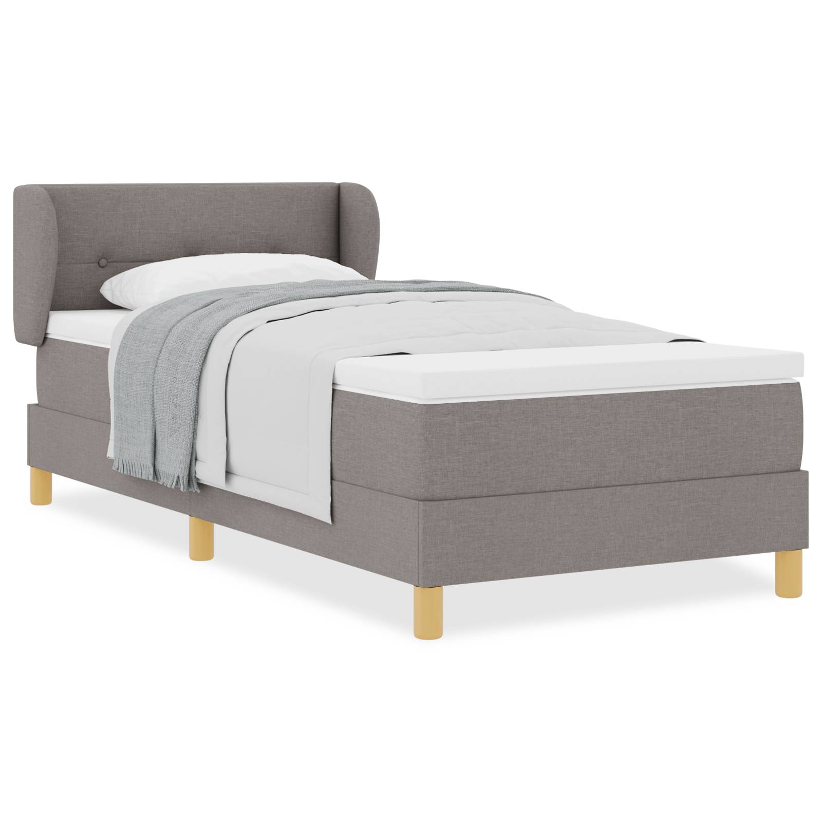 vidaXL Boxspringbett mit Matratze Taupe 90x190 cm Stoff